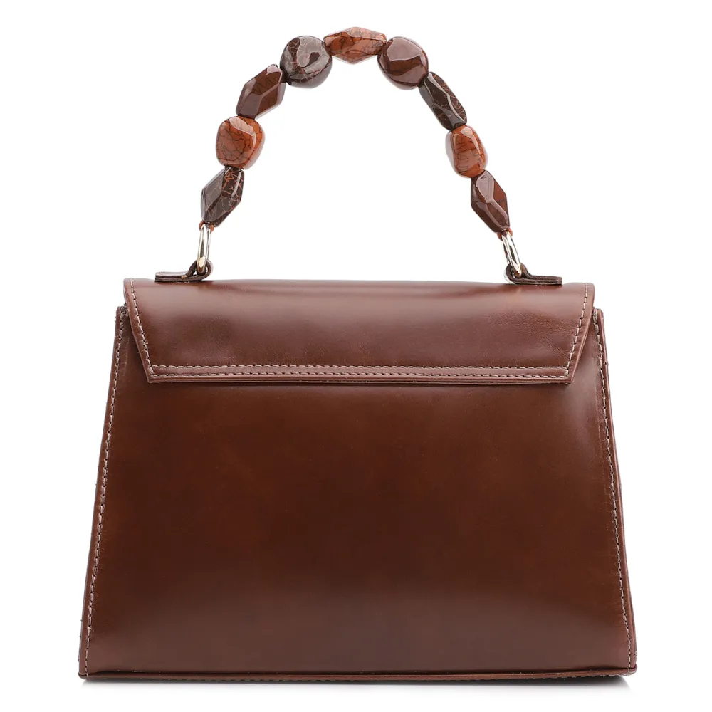 Bolsa De Mão Couro Marrom /Couro Marrom Claro - imagem 3