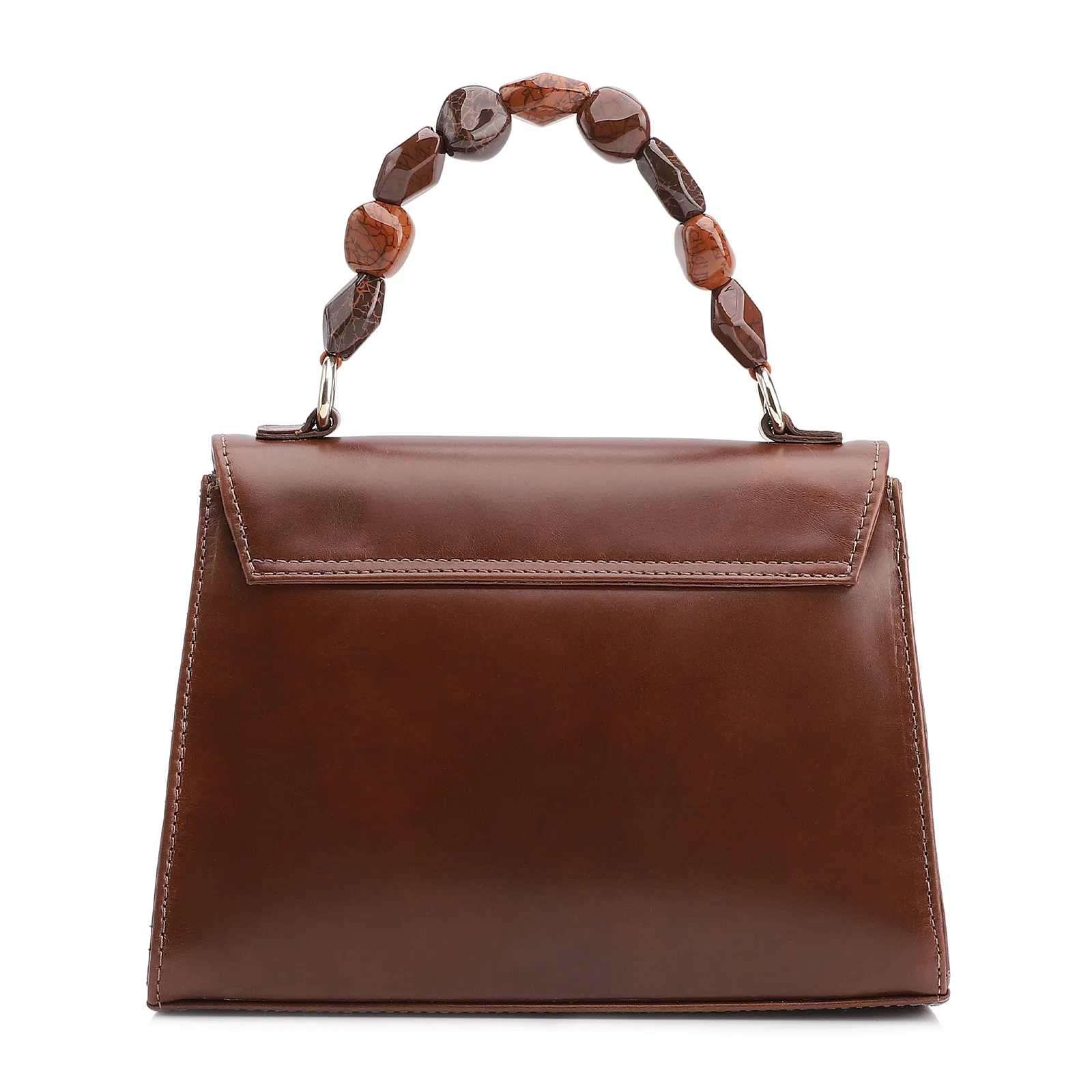 Bolsa De Mão Couro Marrom /Couro Marrom Claro