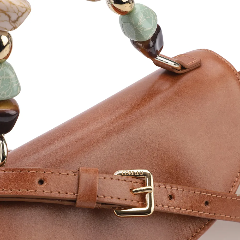 Bolsa De Mão Couro Marrom/Off White - imagem 5