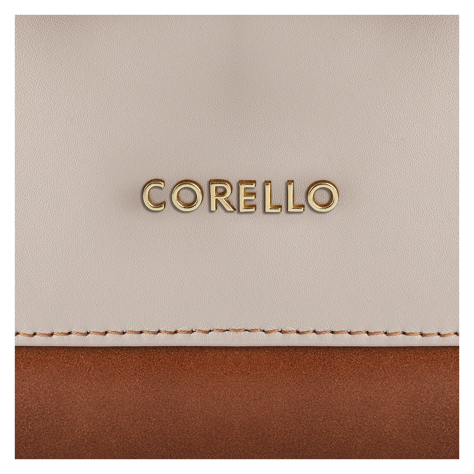 Bolsa De Mão Couro Marrom/Off White