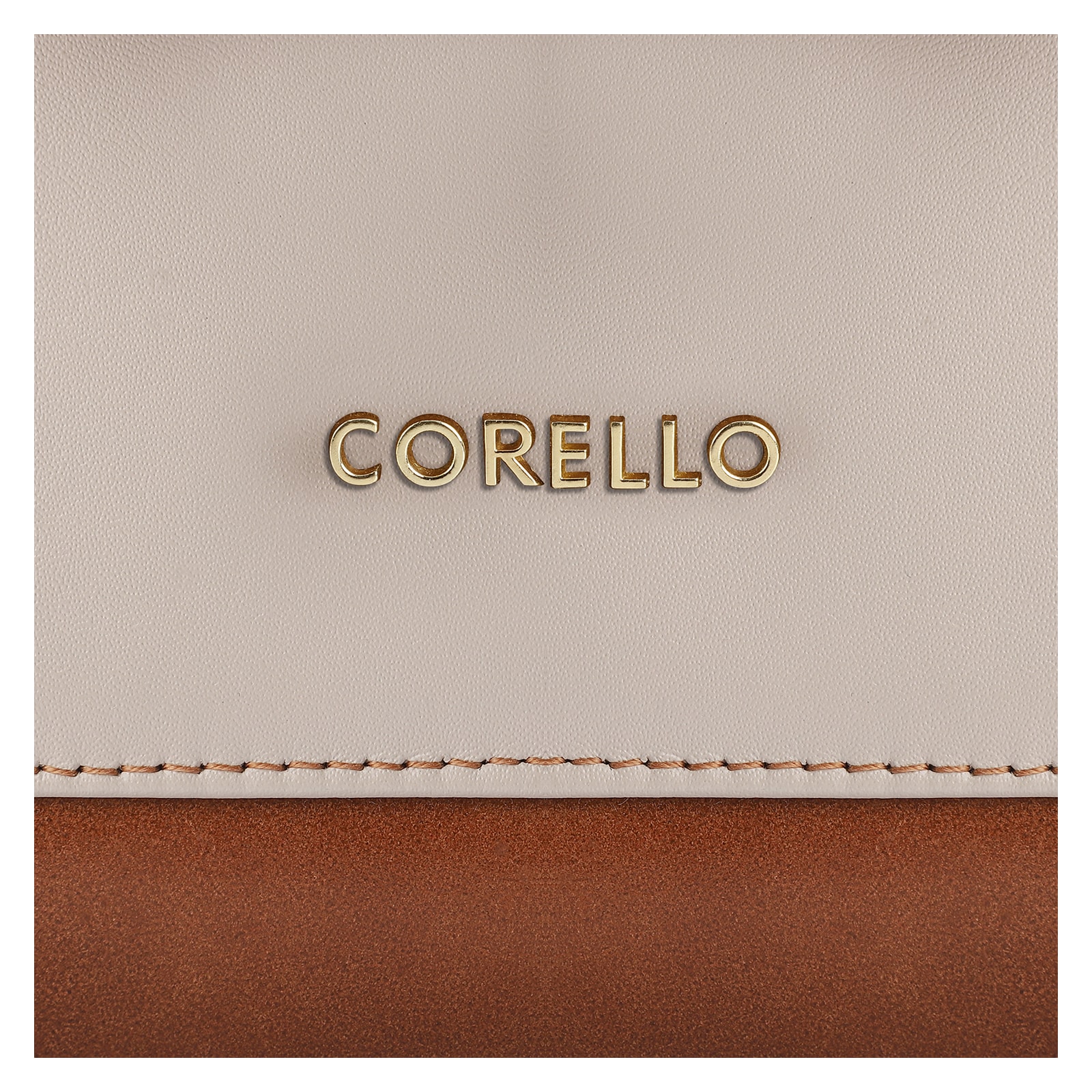 Bolsa De Mão Couro Marrom/Off White