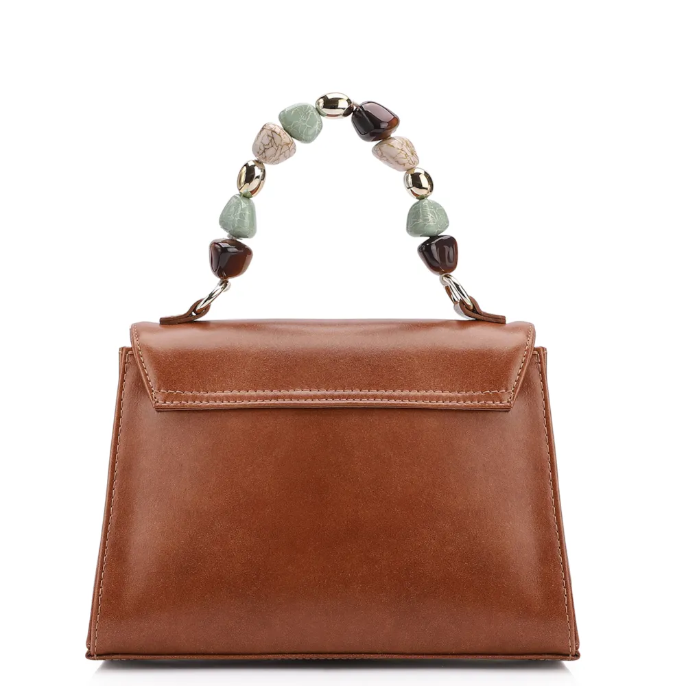 Bolsa De Mão Couro Marrom/Off White - imagem 3