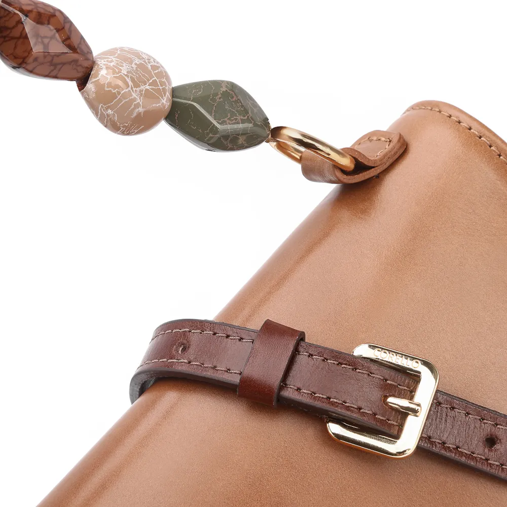 Bolsa De Mão Couro Marrom/Off White - imagem 6