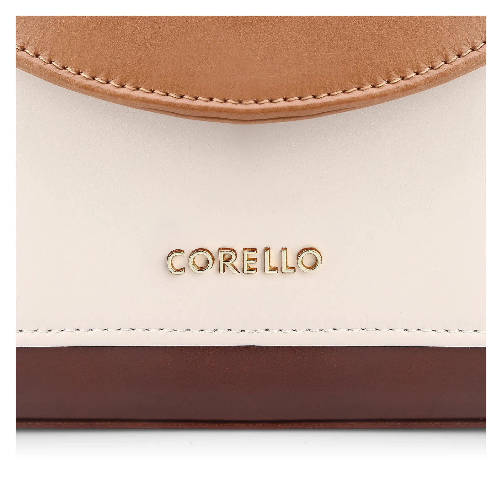 Bolsa De Mão Couro Marrom/Off White