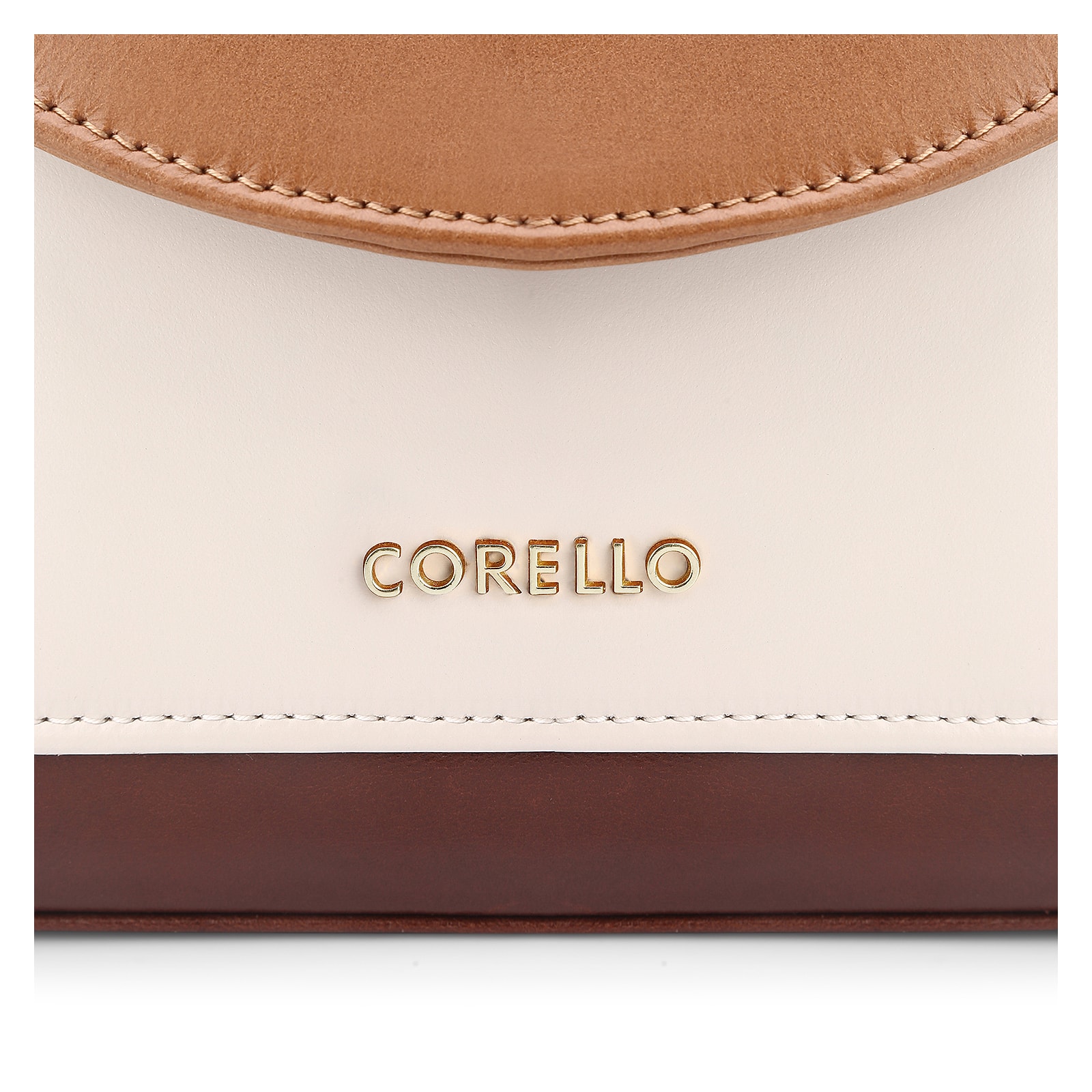 Bolsa De Mão Couro Marrom/Off White