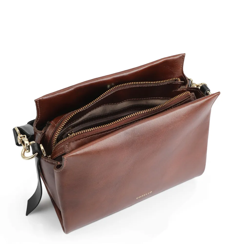 Bolsa De Mão Couro Marrom / Preto - imagem 4
