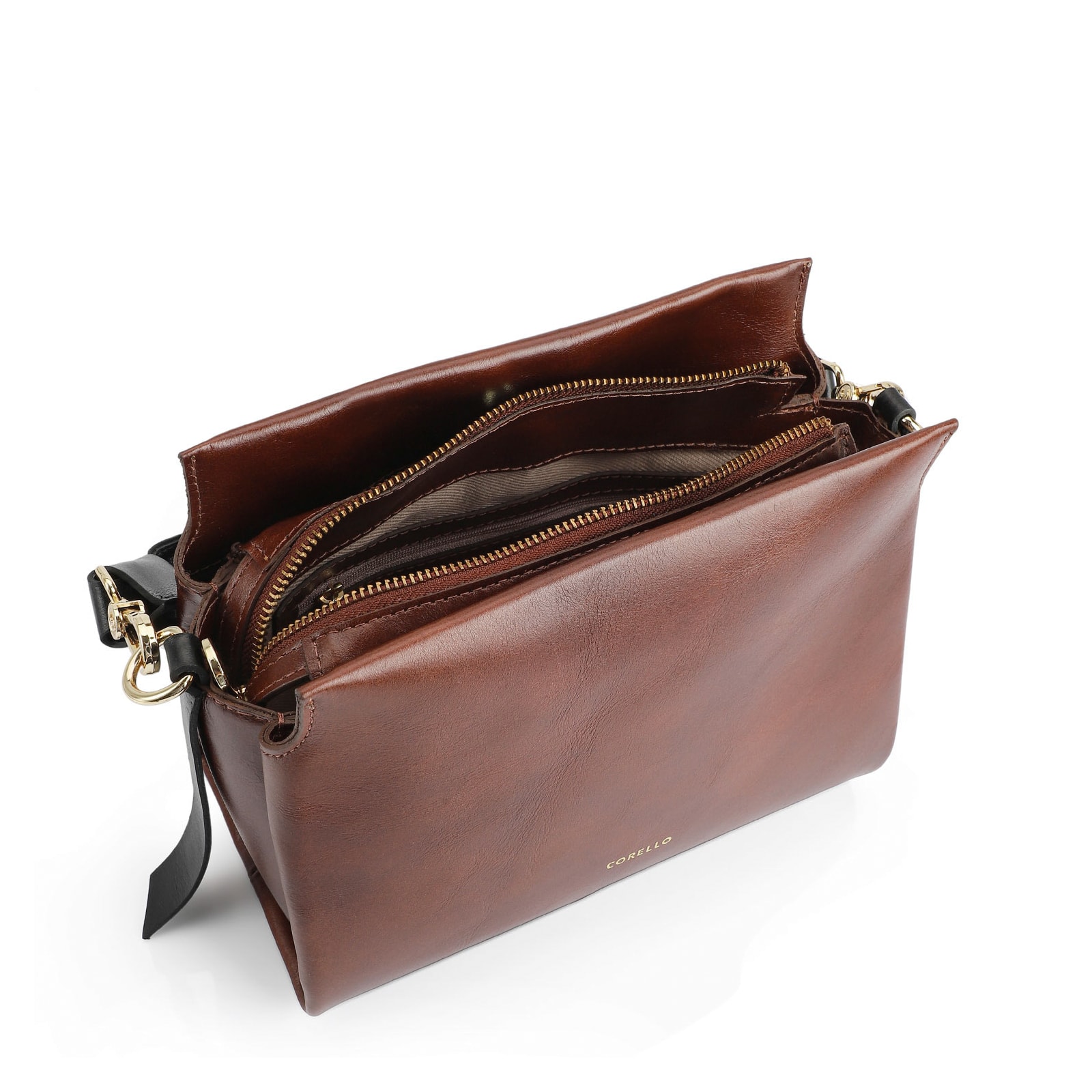 Bolsa De Mão Couro Marrom / Preto