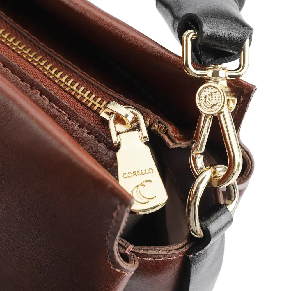 Bolsa De Mão Couro Marrom / Preto - imagem 5