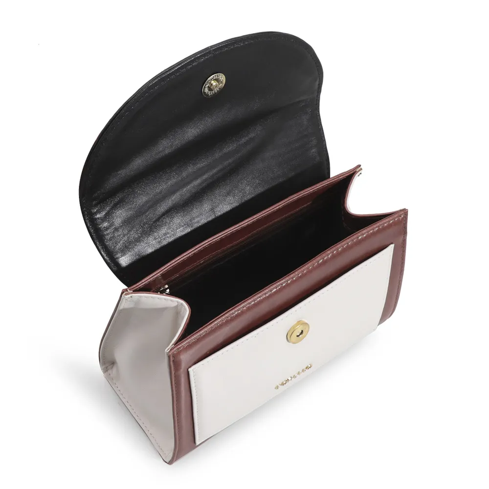 Bolsa De Mão Couro Marrom/Preto/Off White - imagem 4