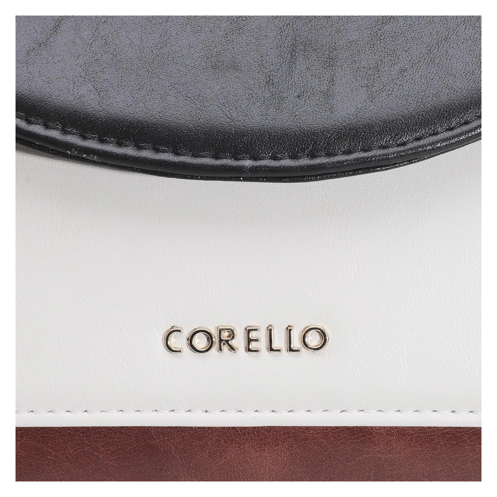 Bolsa De Mão Couro Marrom/Preto/Off White