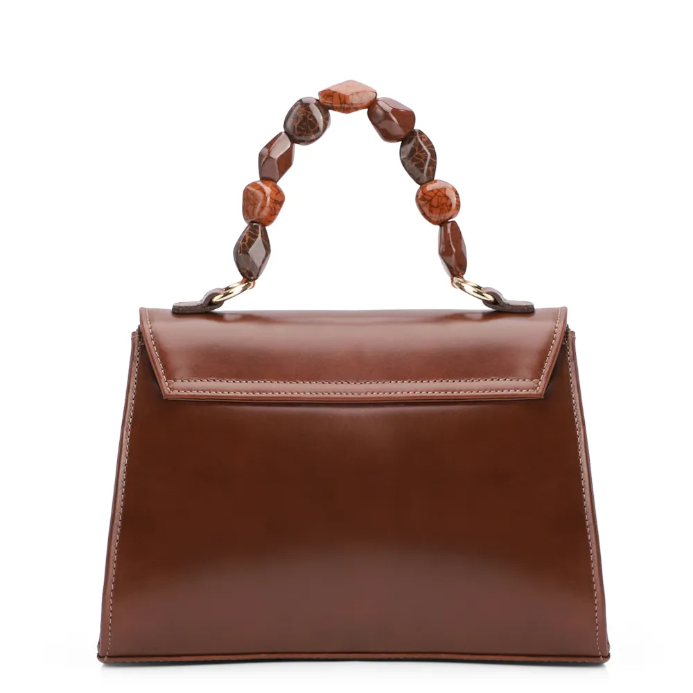 Bolsa De Mão Couro Marrrom Escuro e Marrom Claro - imagem 4
