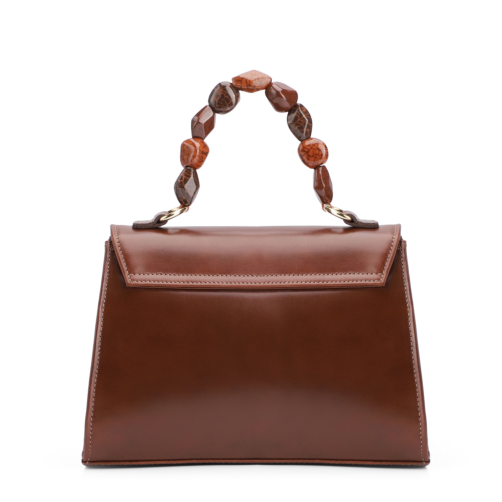 Bolsa De Mão Couro Marrrom Escuro e Marrom Claro