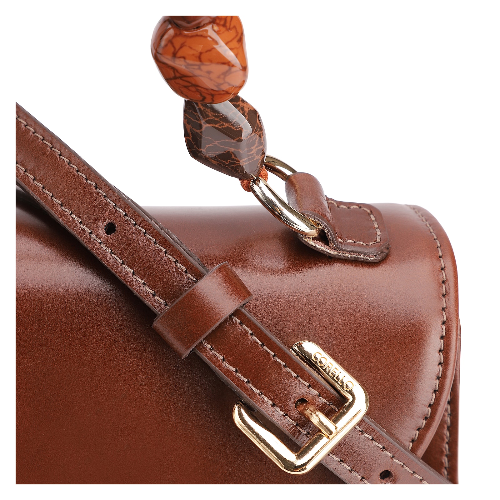 Bolsa De Mão Couro Marrrom Escuro e Marrom Claro