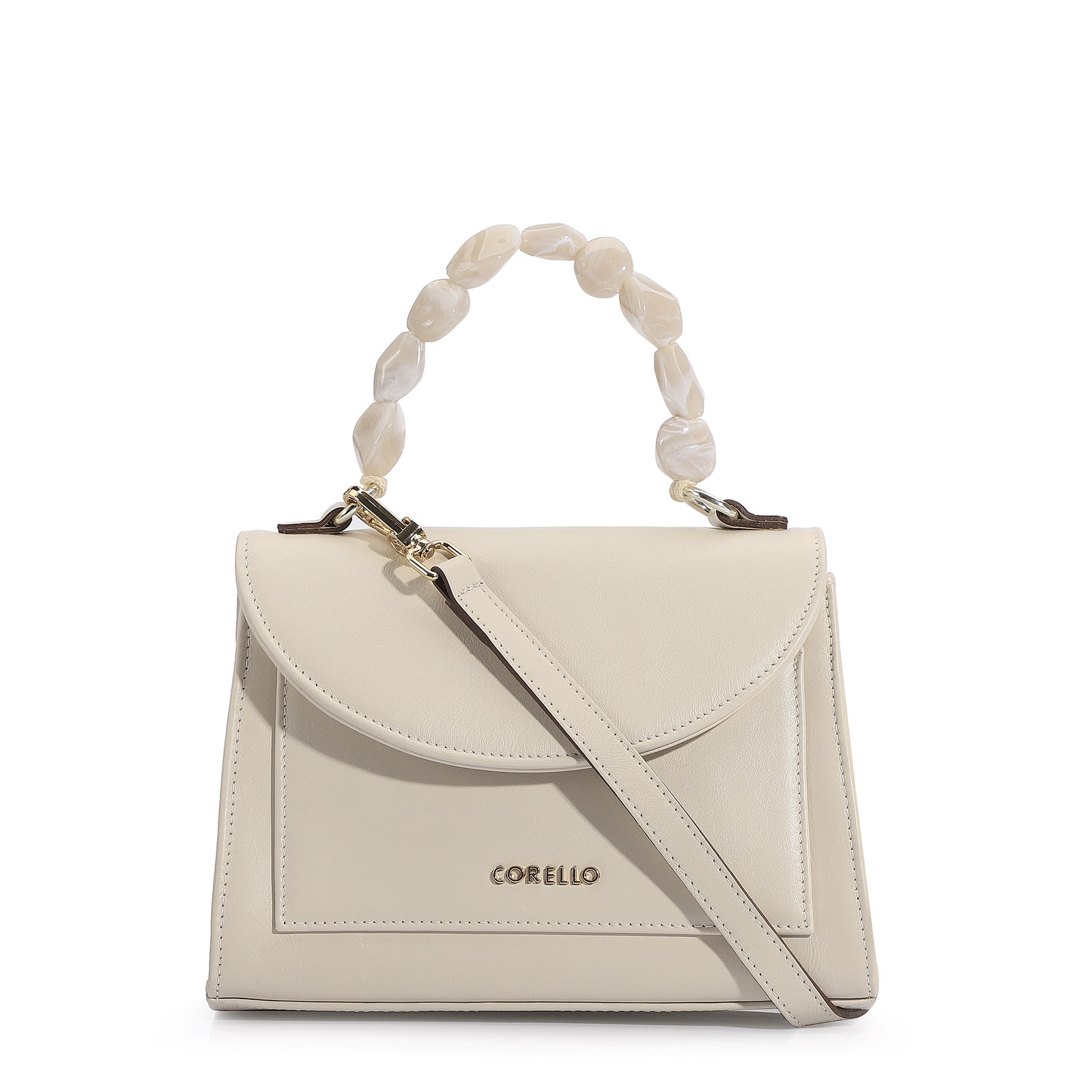 Bolsa De Mão Couro Off White