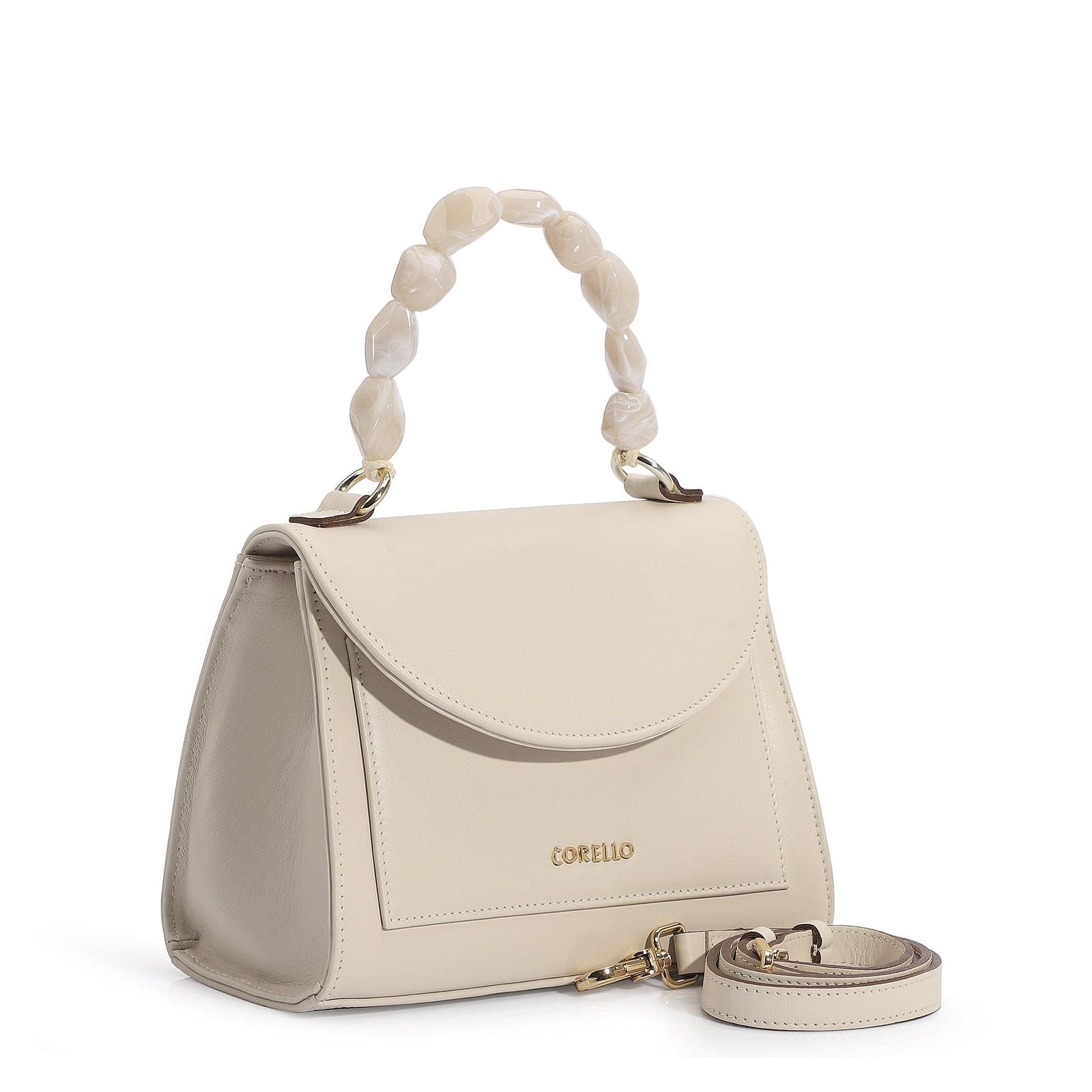 Bolsa De Mão Couro Off White