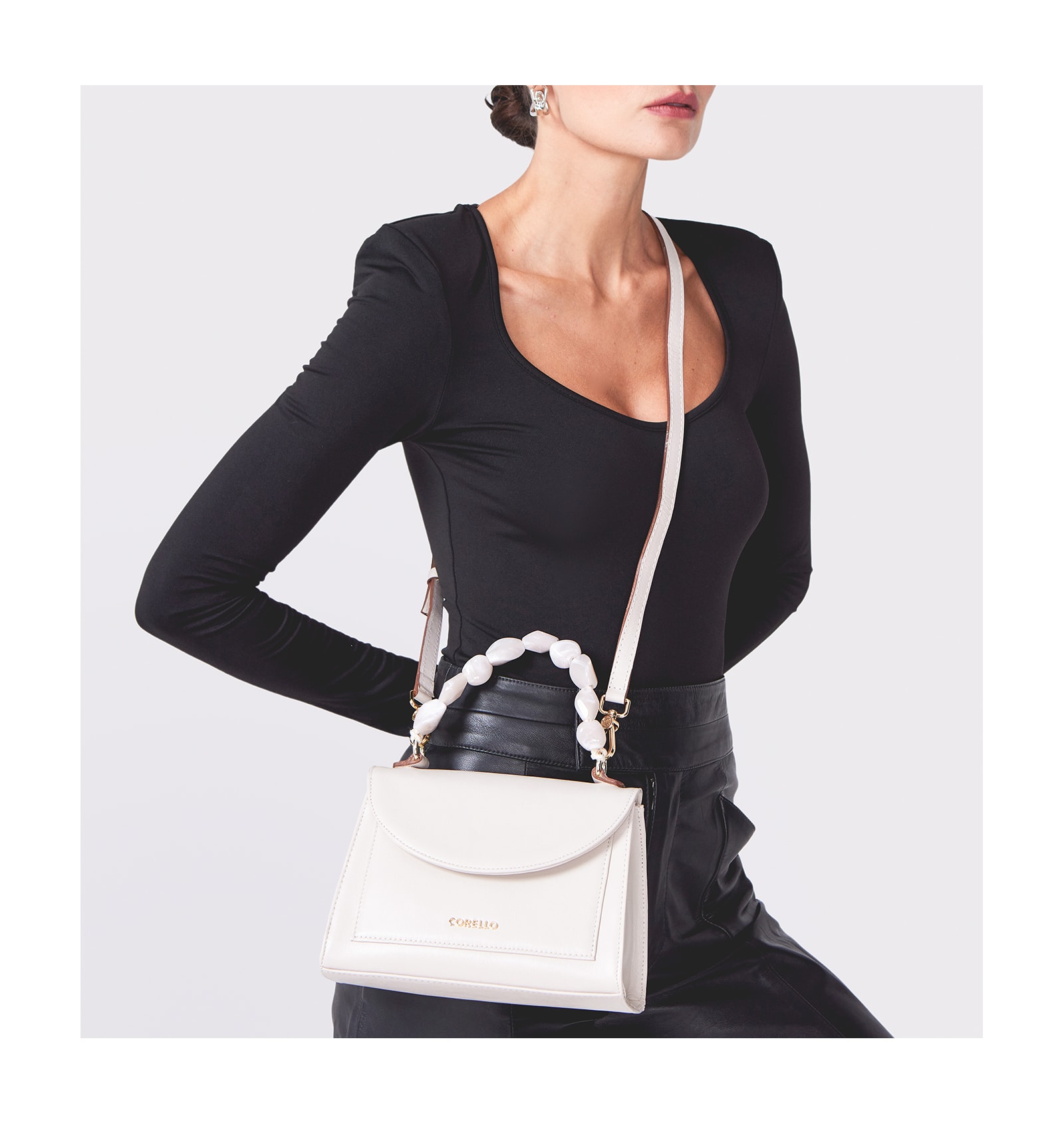 Bolsa De Mão Couro Off White