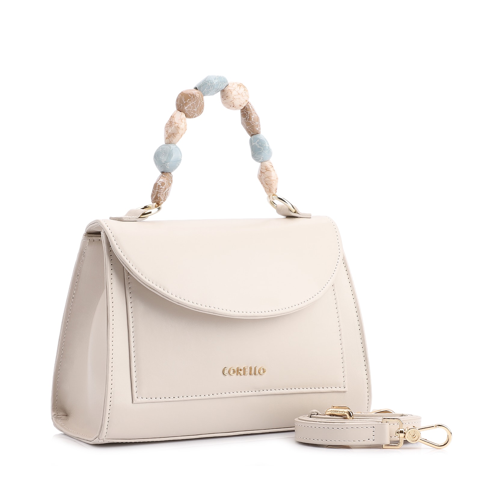 Bolsa De Mão Couro Off White