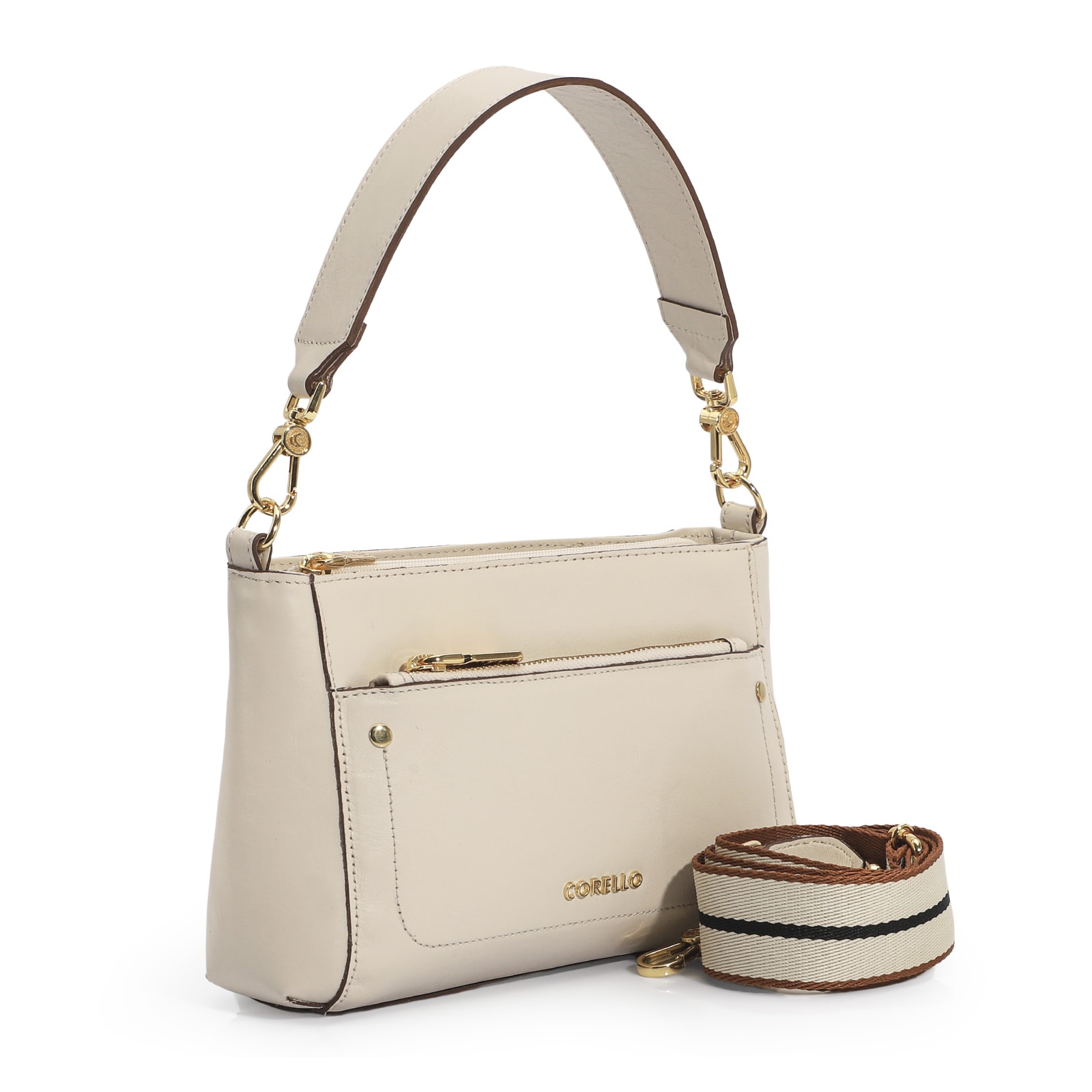 Bolsa De Mão Couro Off White