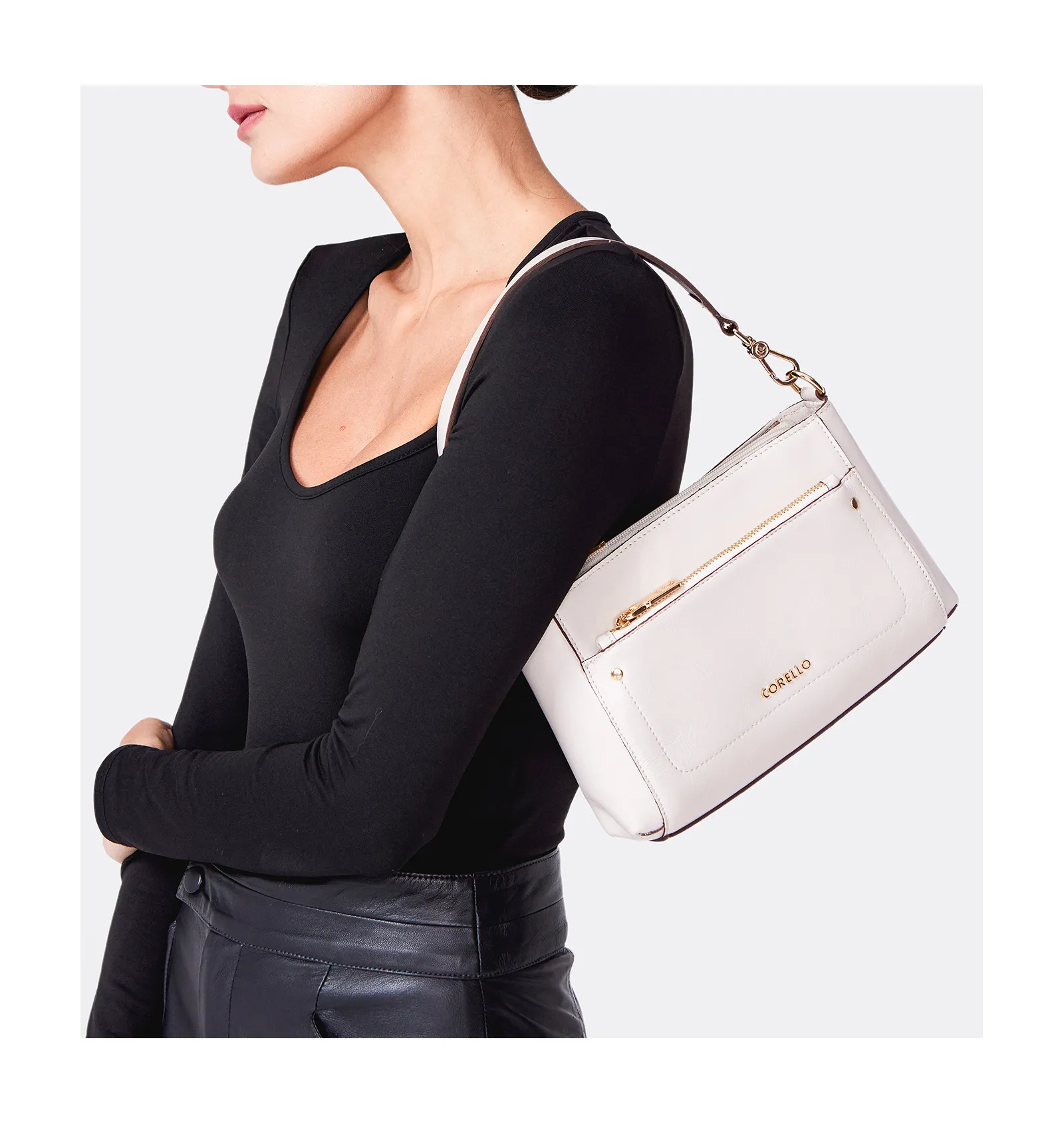 Bolsa De Mão Couro Off White