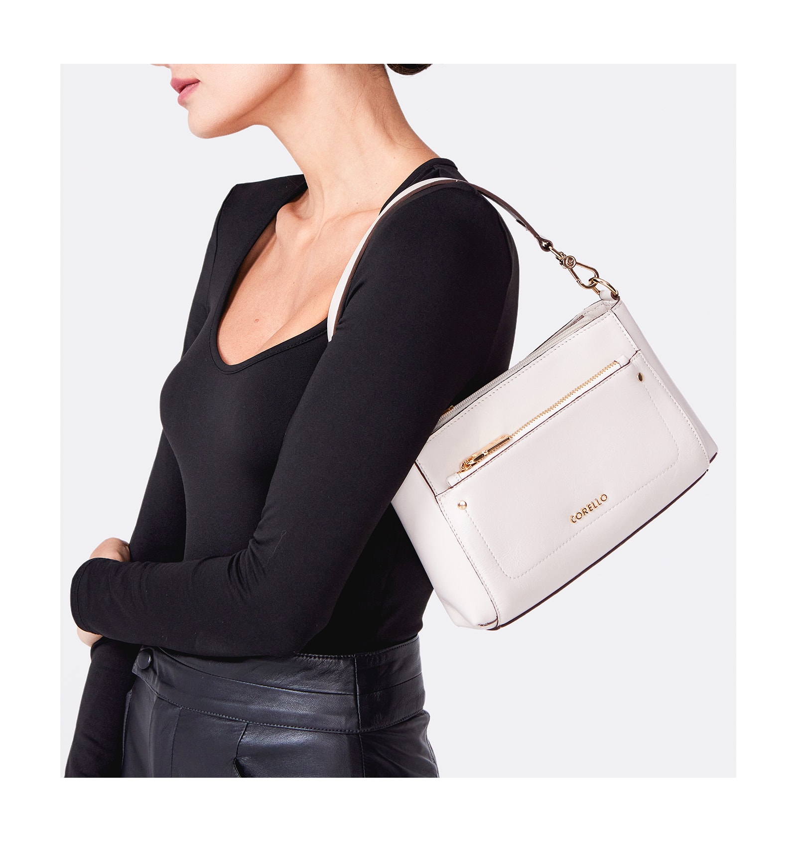 Bolsa De Mão Couro Off White