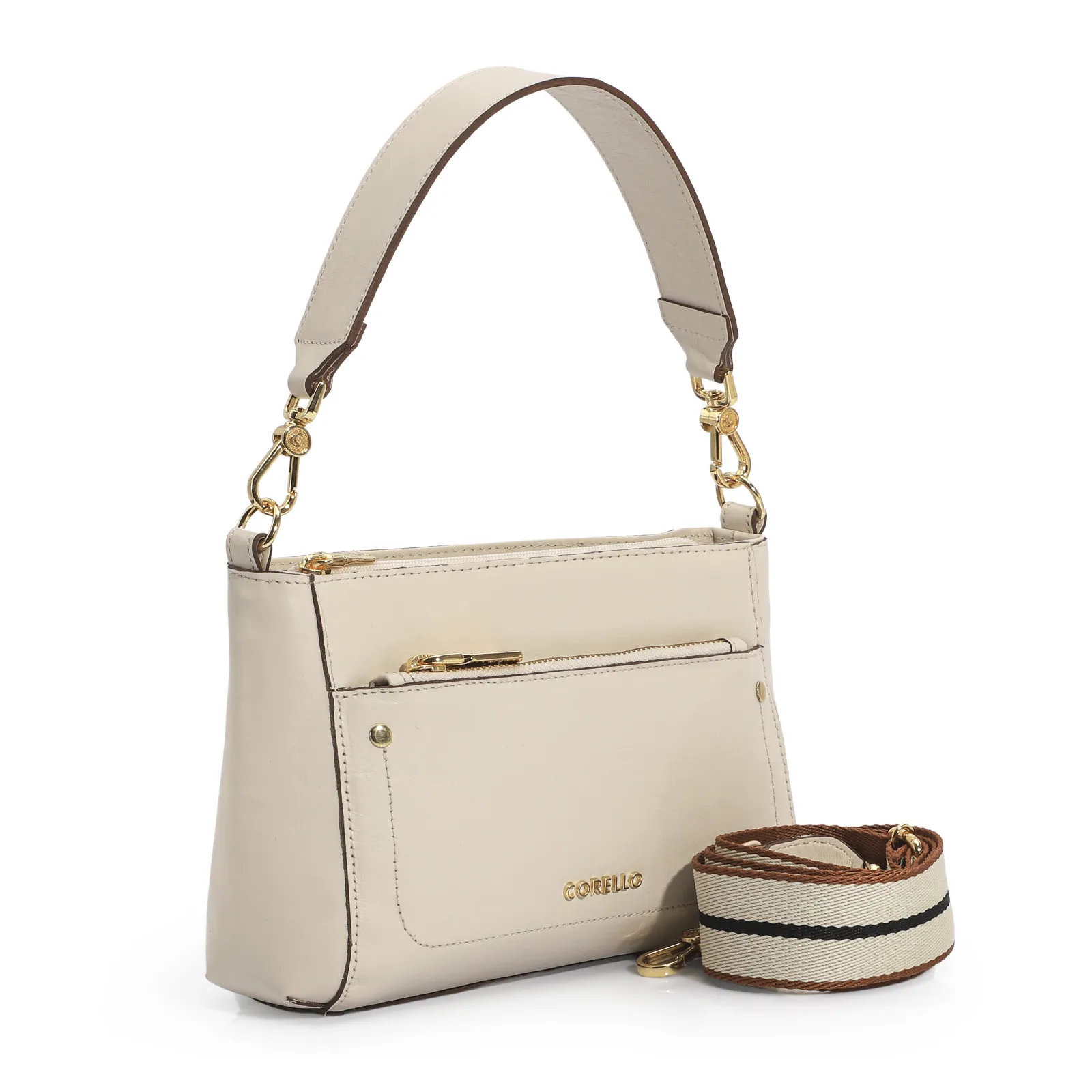 Bolsa De Mão Couro Off White