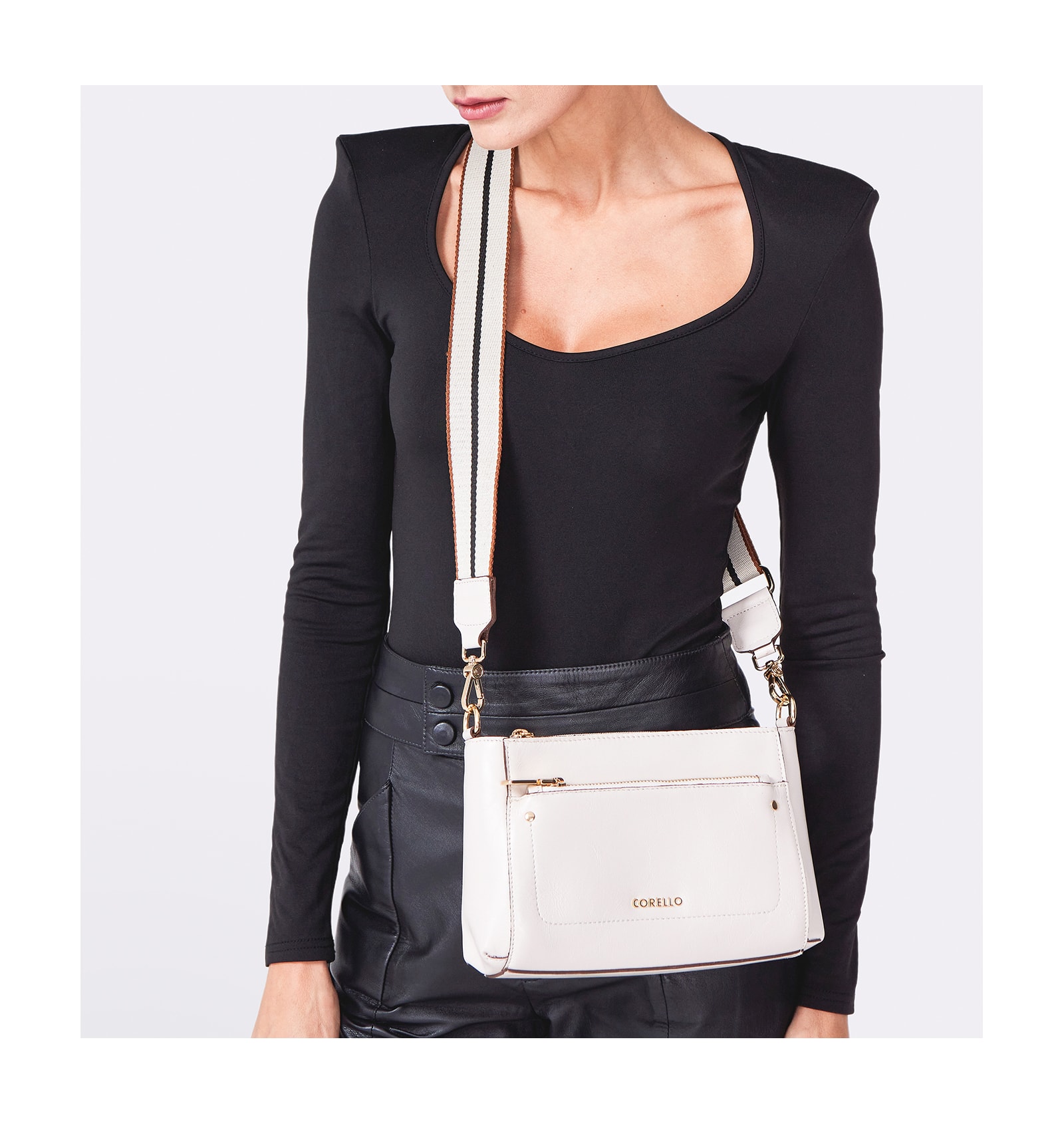 Bolsa De Mão Couro Off White