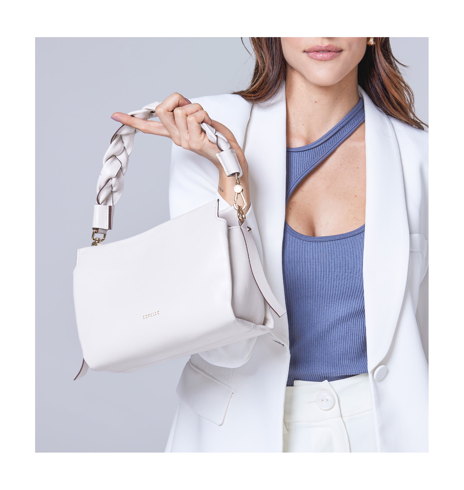 Bolsa De Mão Couro Off White
