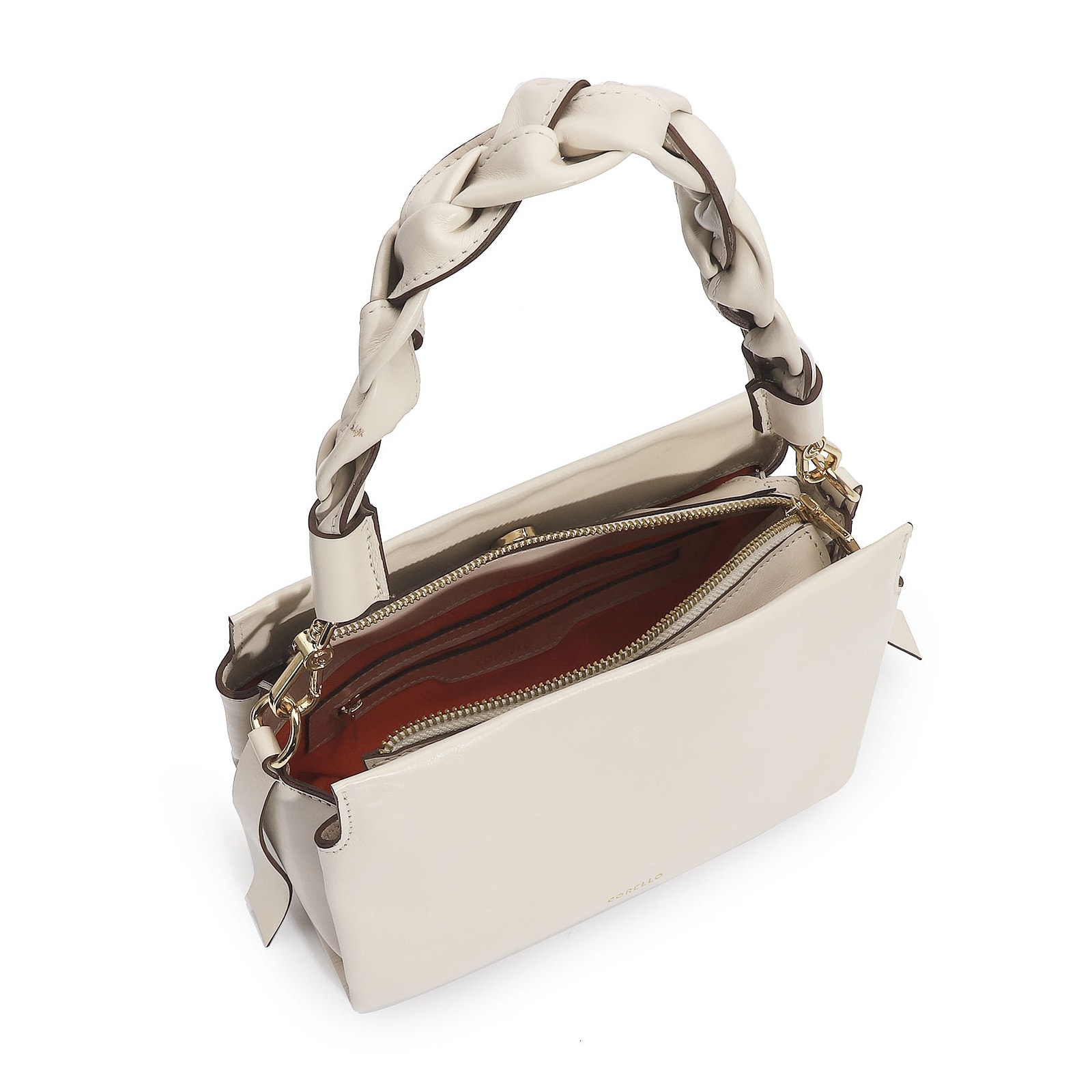 Bolsa De Mão Couro Off White