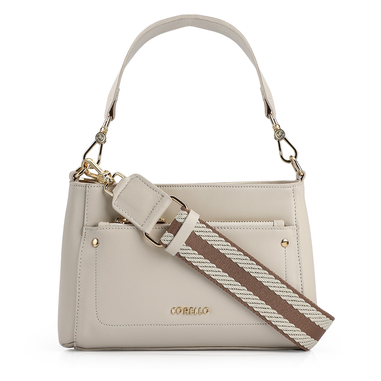 Bolsa De Mão Couro Off White