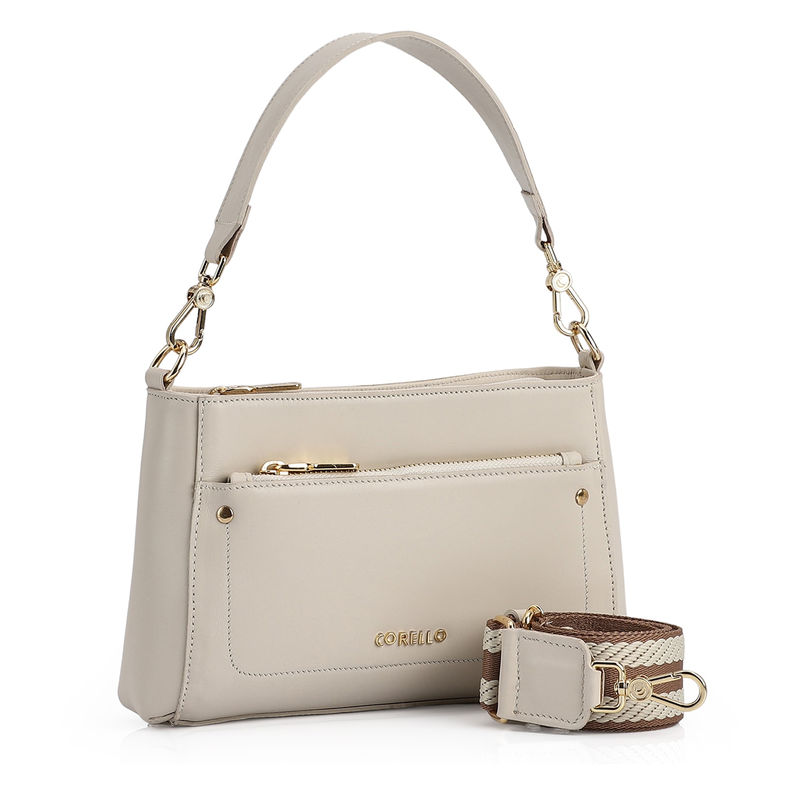 Bolsa De Mão Couro Off White