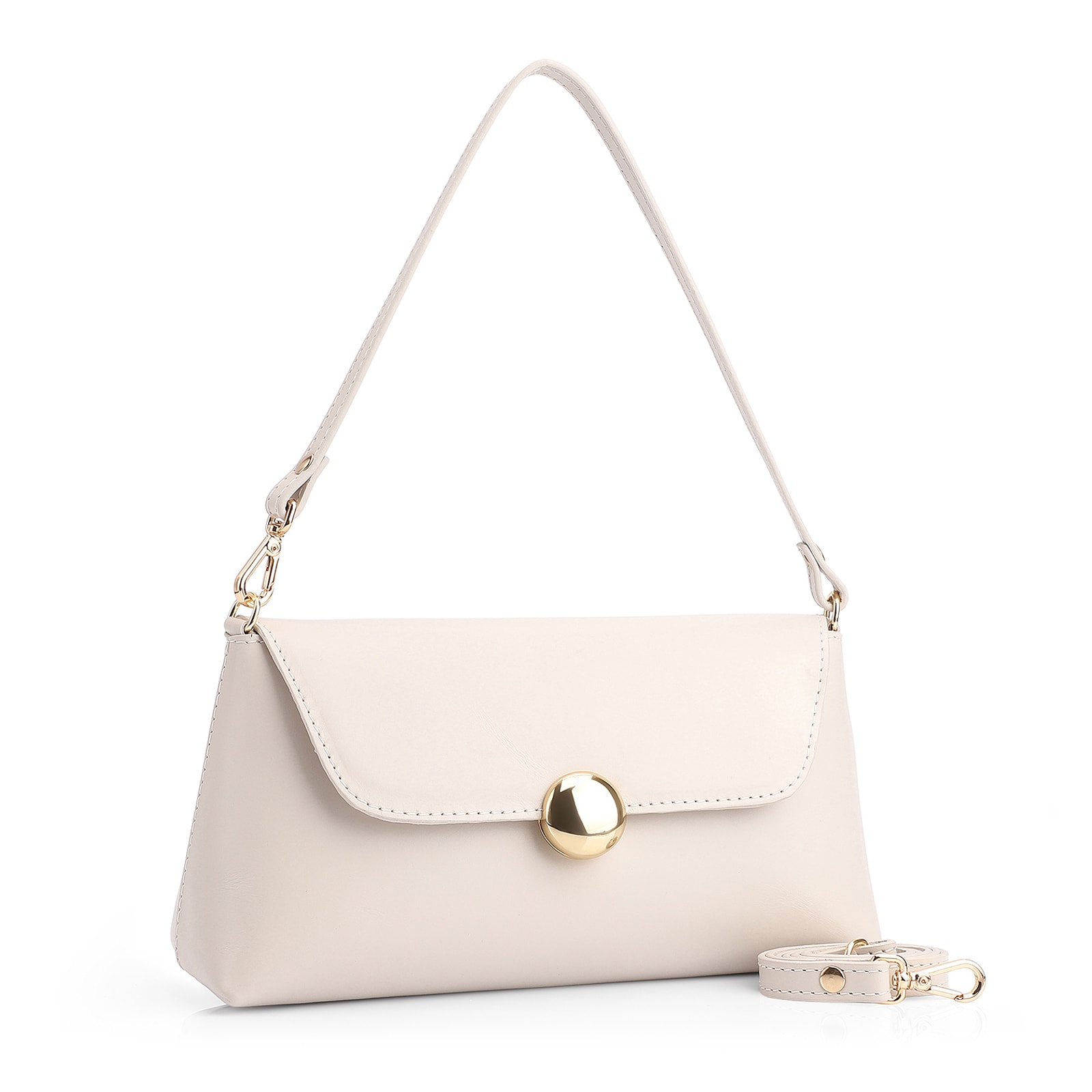 Bolsa De Mão Couro Off White