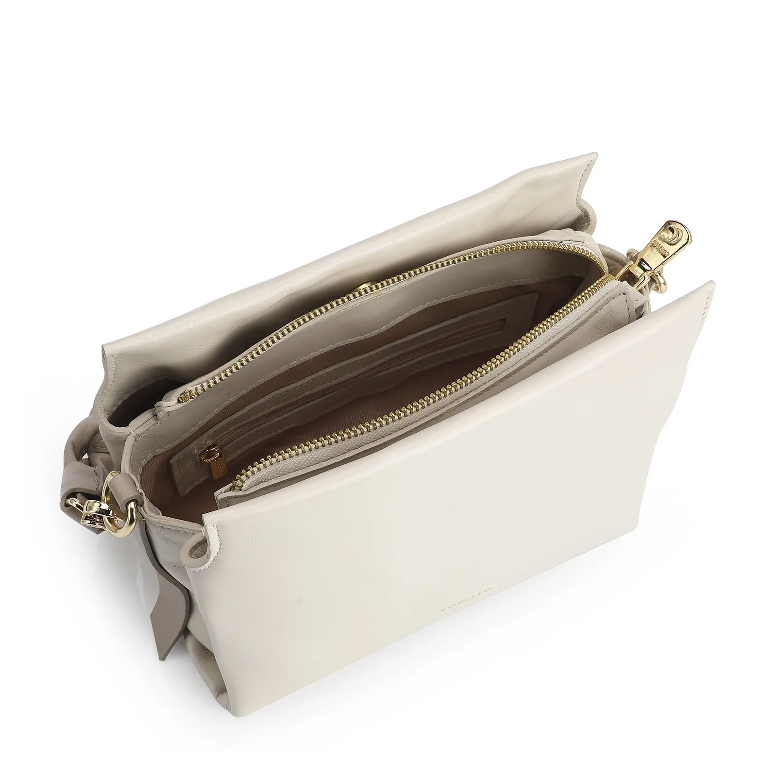Bolsa De Mão Couro Off White/Bege