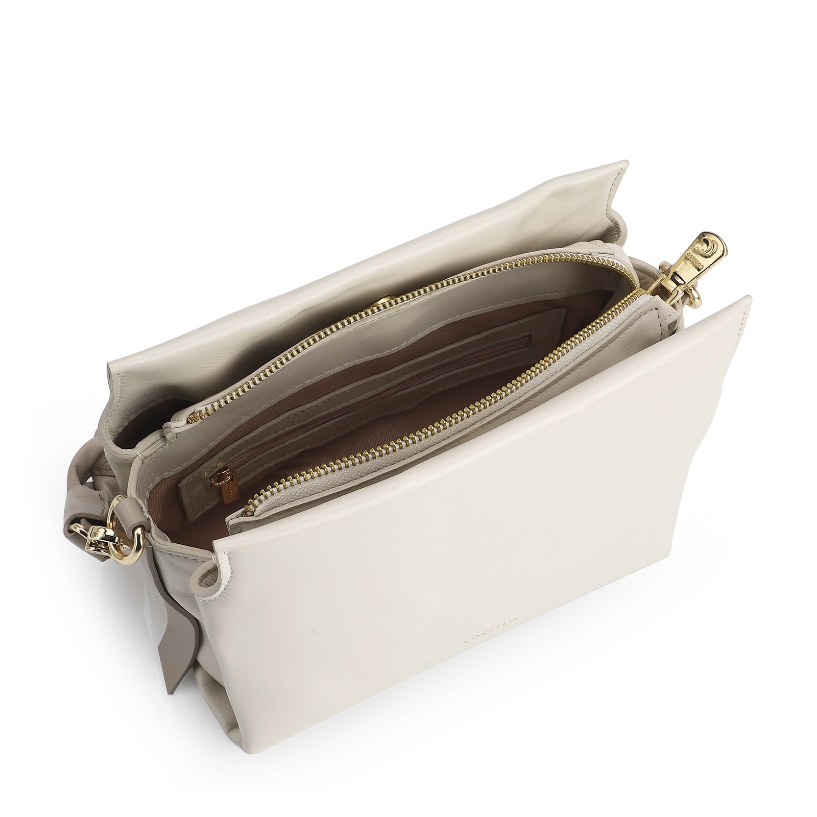 Bolsa De Mão Couro Off White/Bege