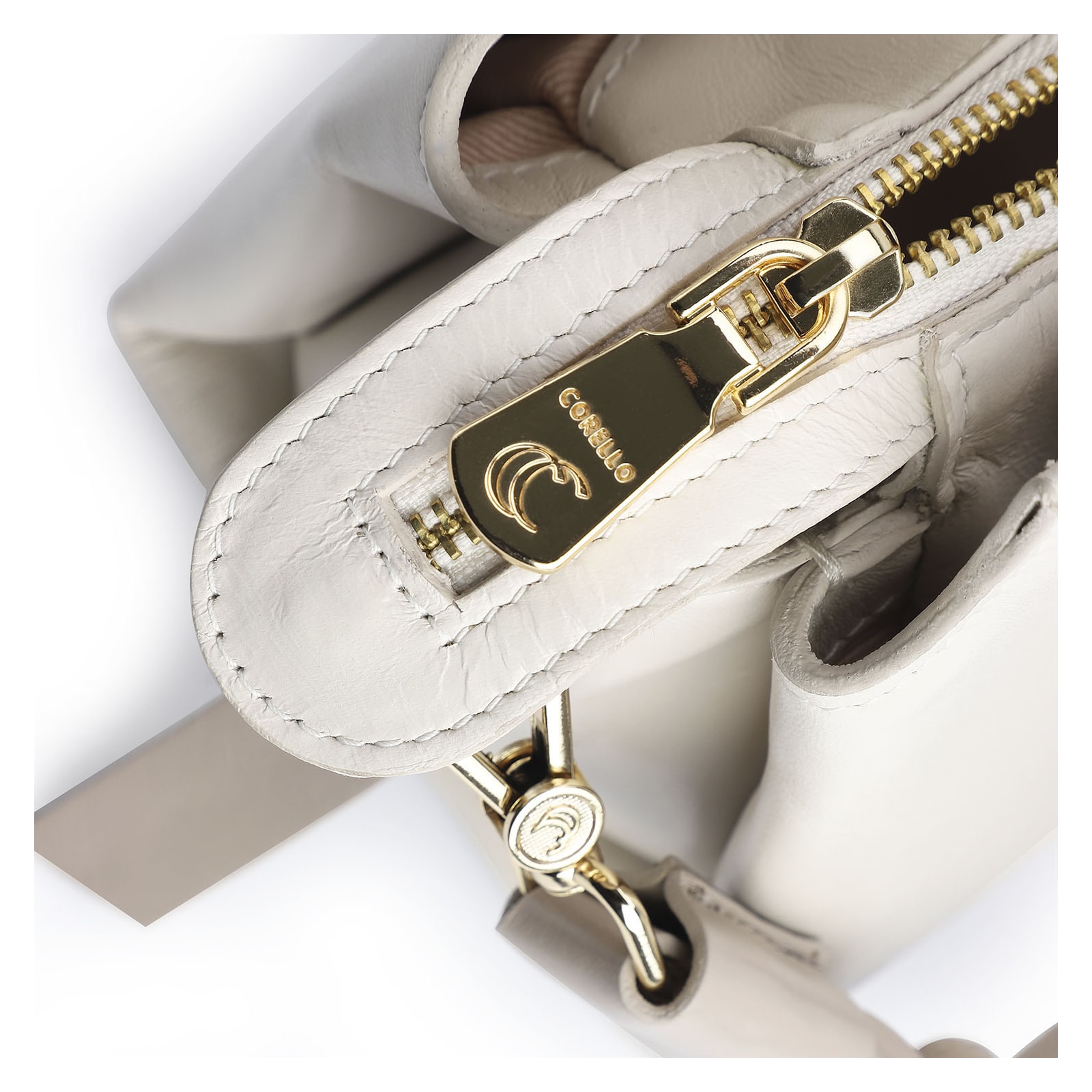 Bolsa De Mão Couro Off White/Bege