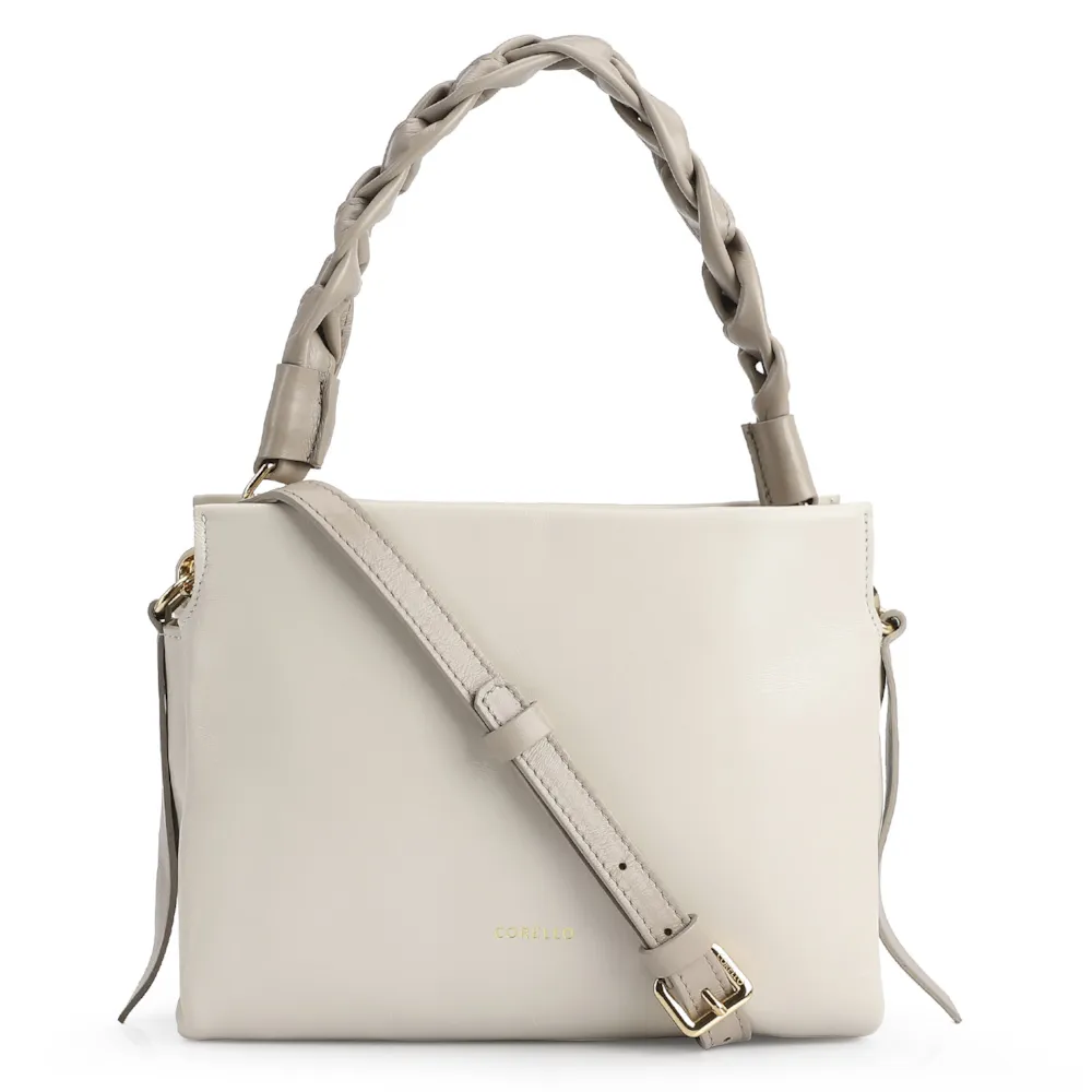 Bolsa De Mão Couro Off White/Bege