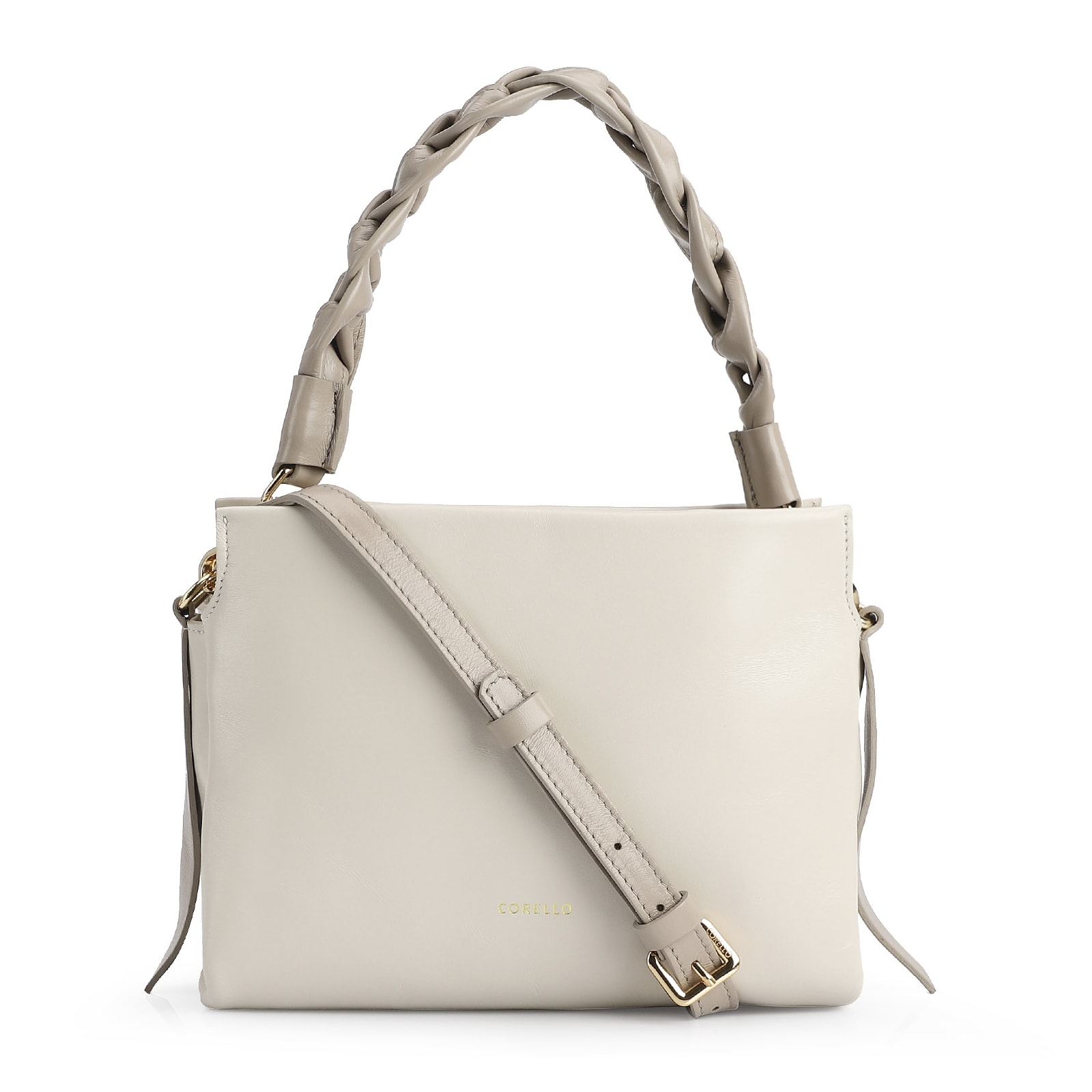 Bolsa De Mão Couro Off White/Bege