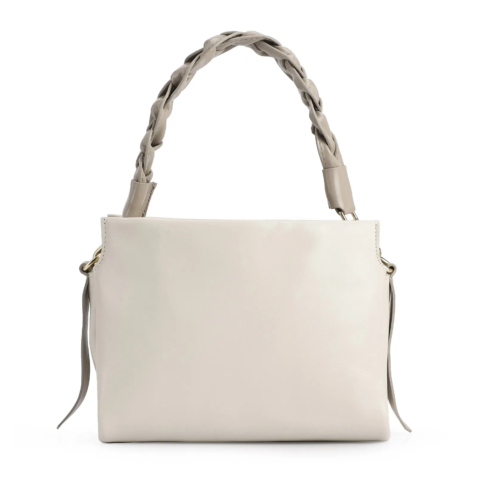 Bolsa De Mão Couro Off White/Bege