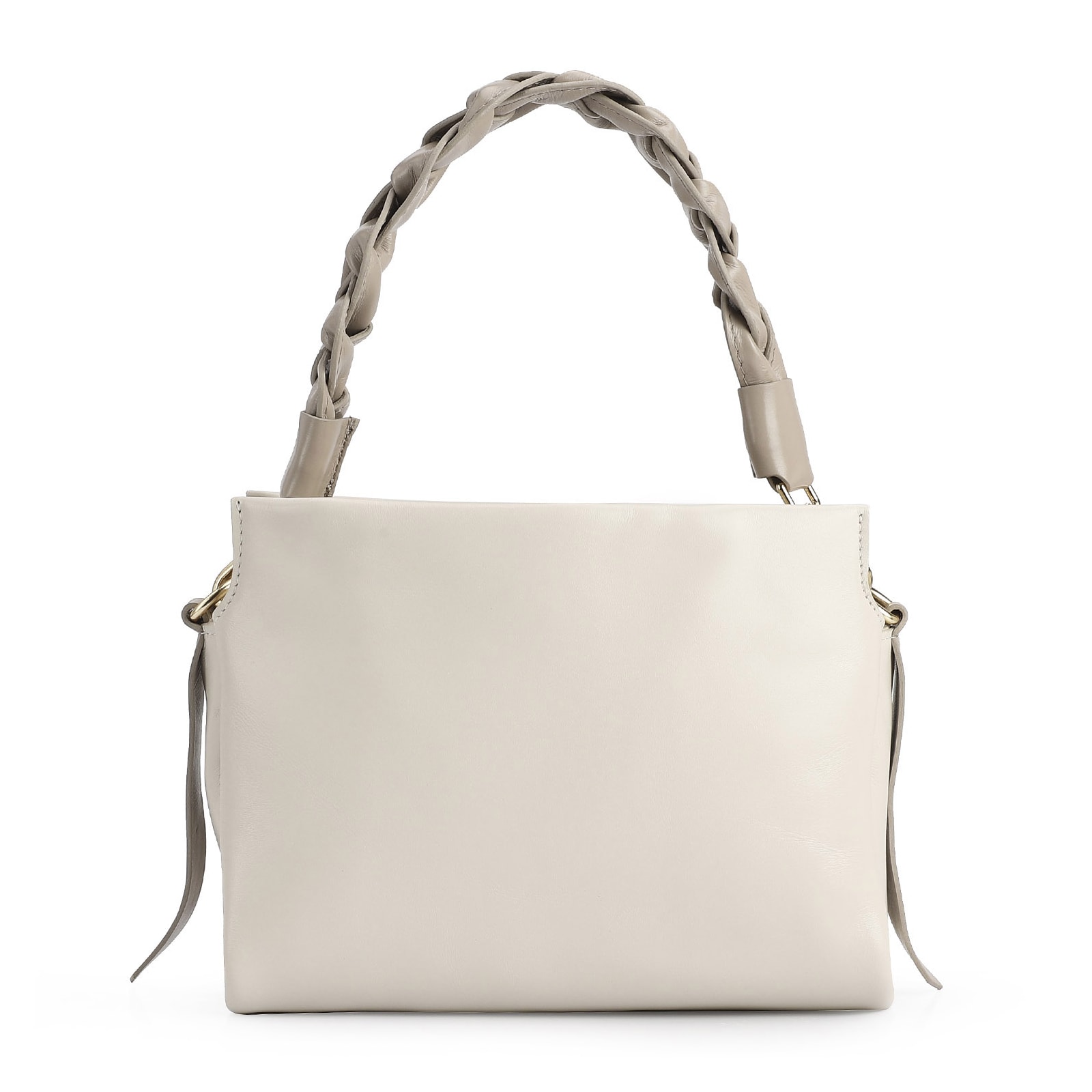 Bolsa De Mão Couro Off White/Bege