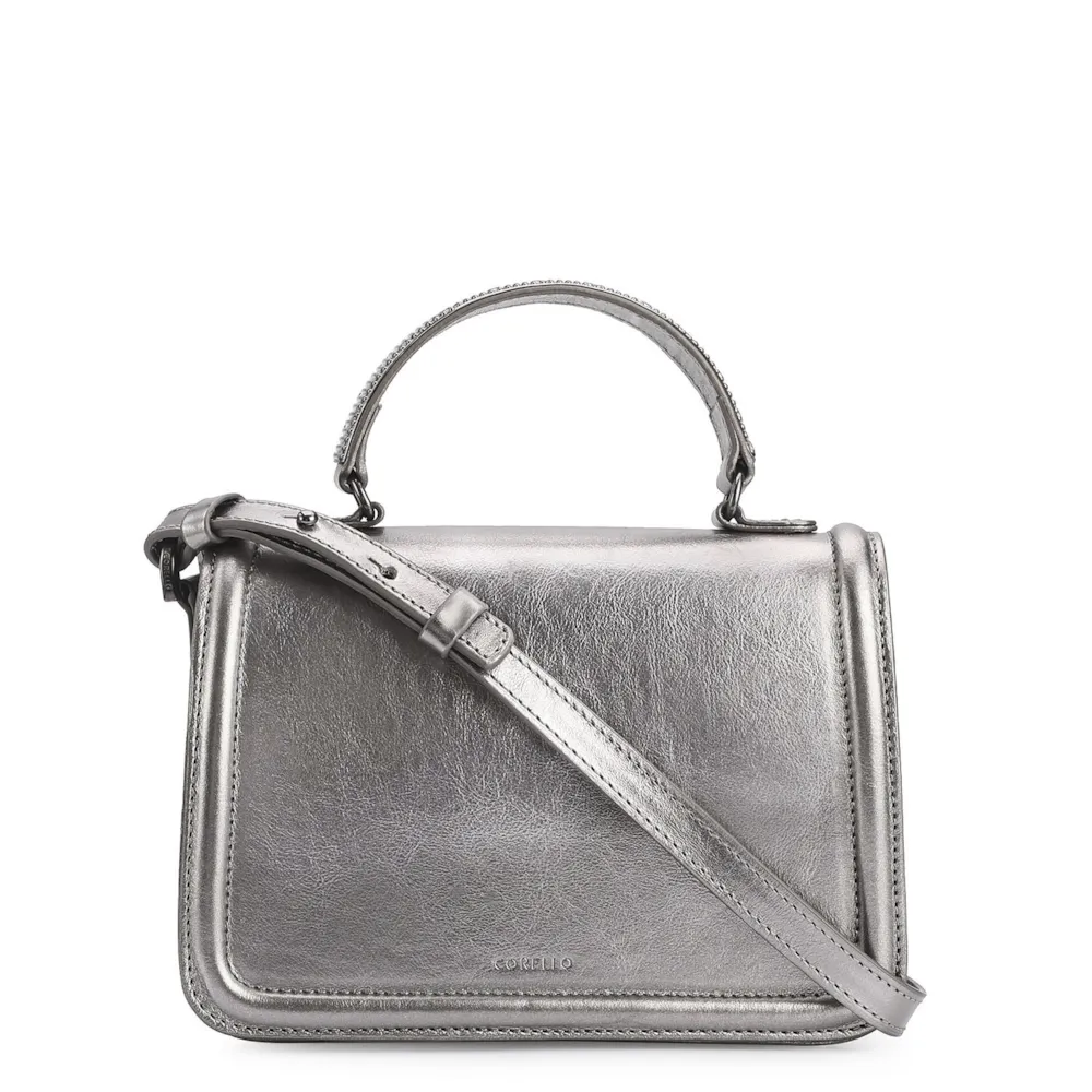 Bolsa De Mão Couro Prata