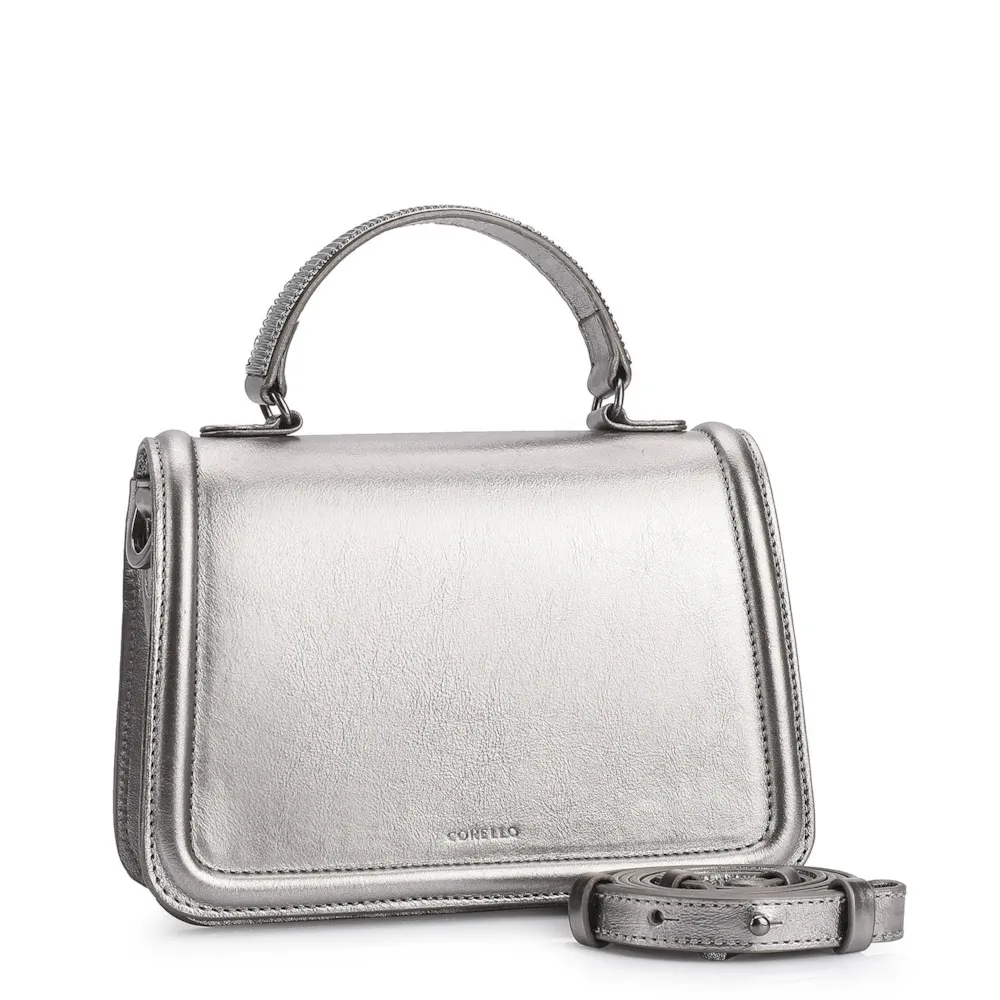 Bolsa De Mão Couro Prata - imagem 2