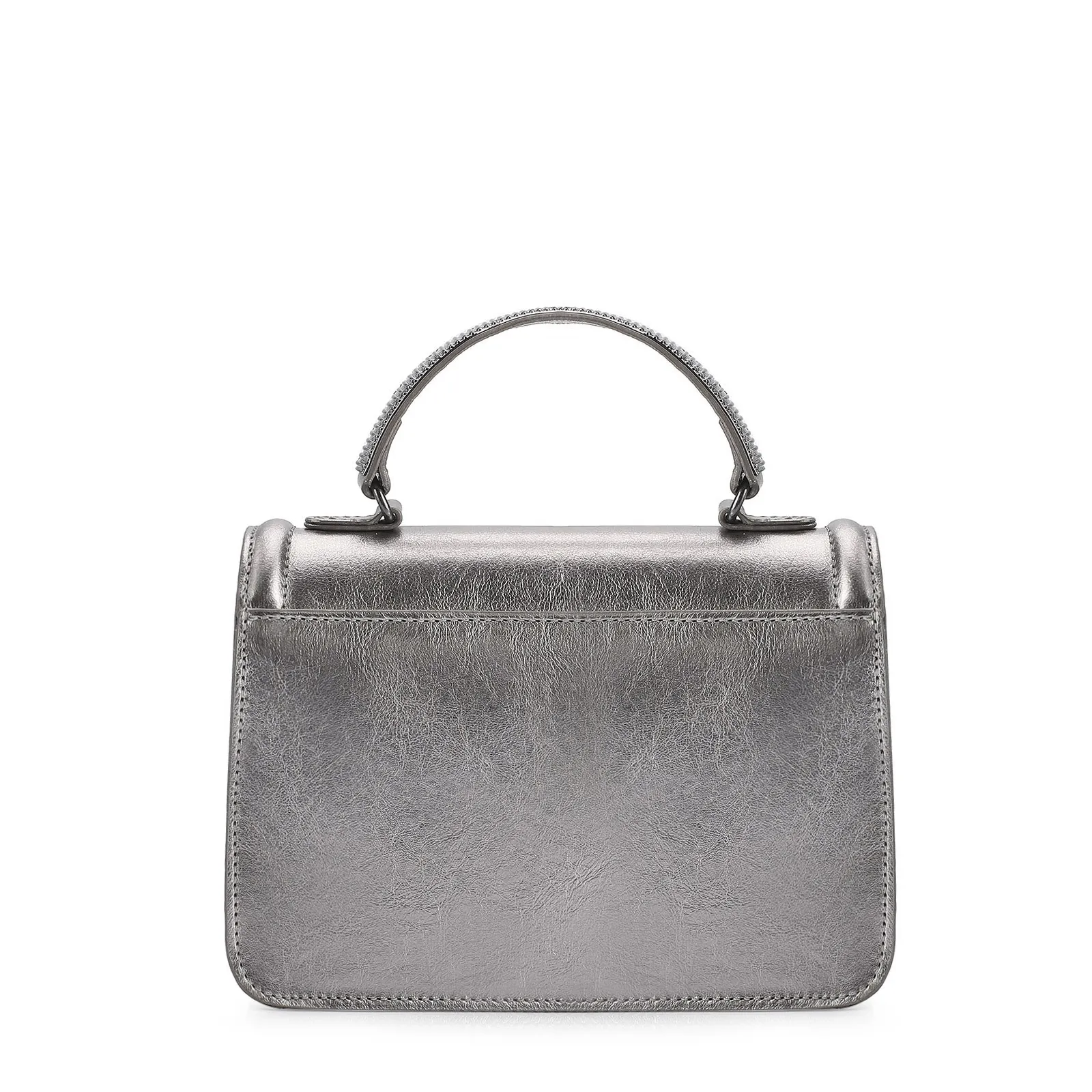Bolsa De Mão Couro Prata