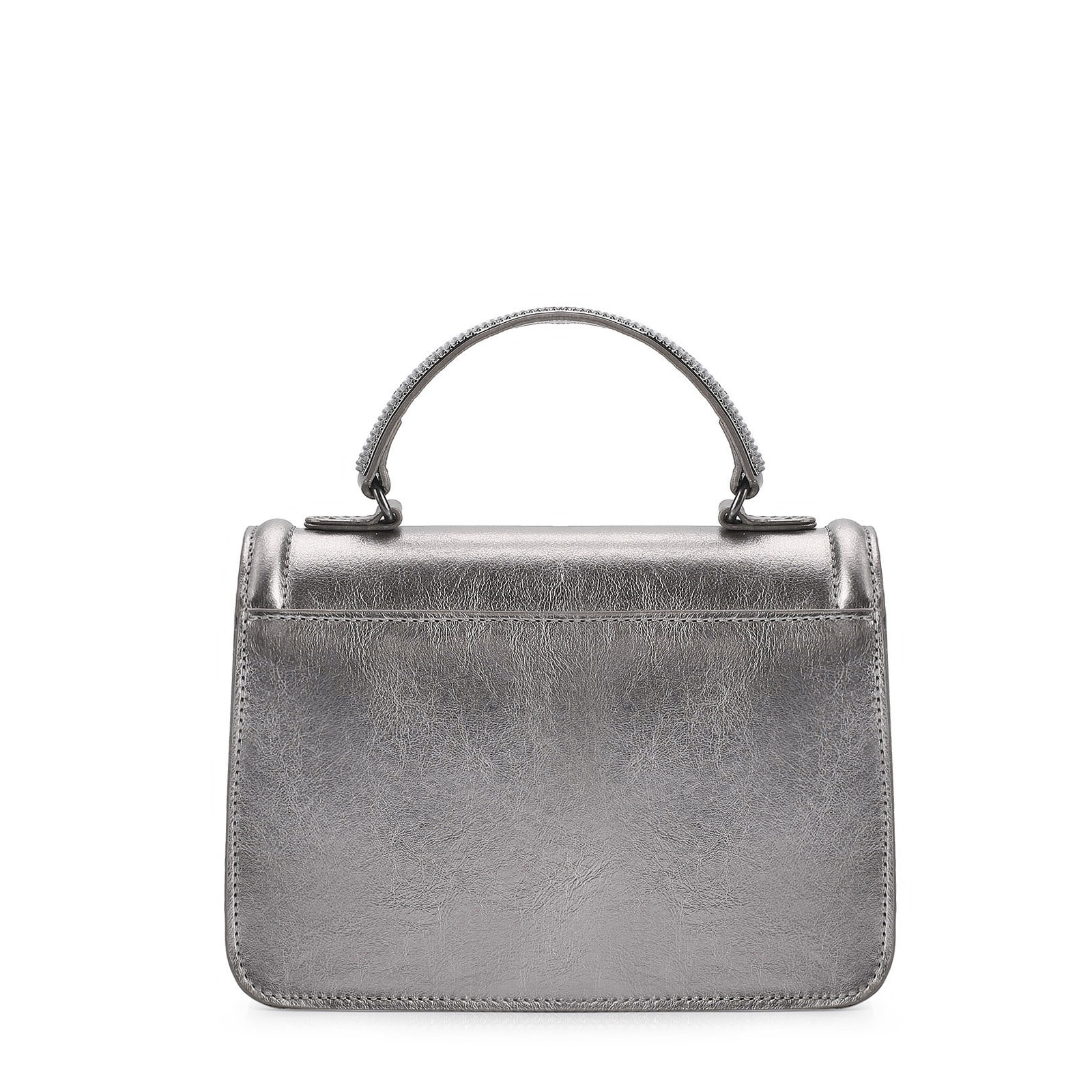 Bolsa De Mão Couro Prata
