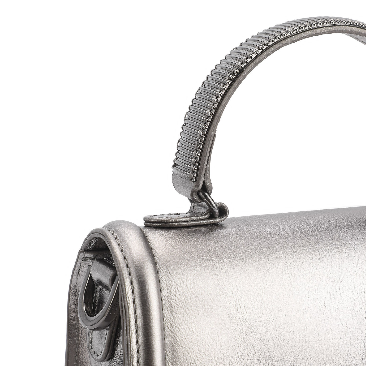 Bolsa De Mão Couro Prata