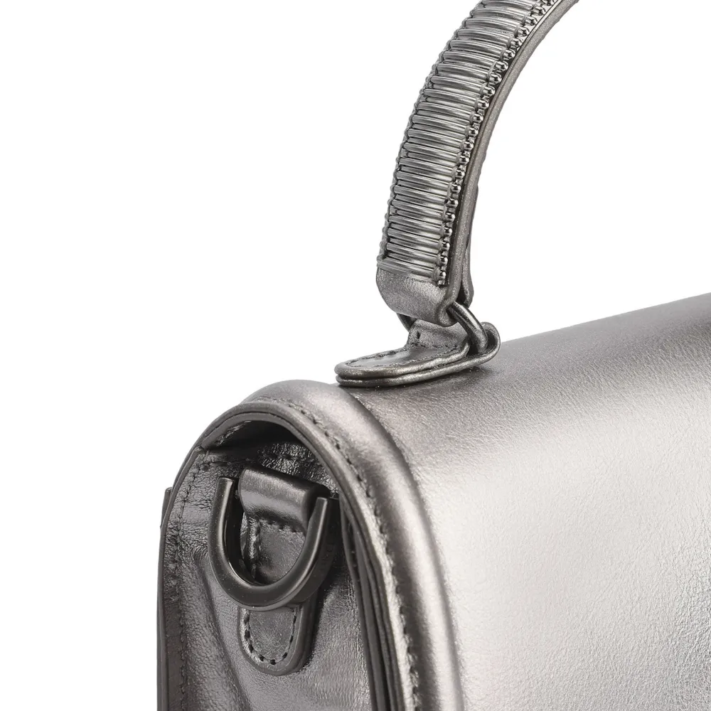 Bolsa De Mão Couro Prata - imagem 6