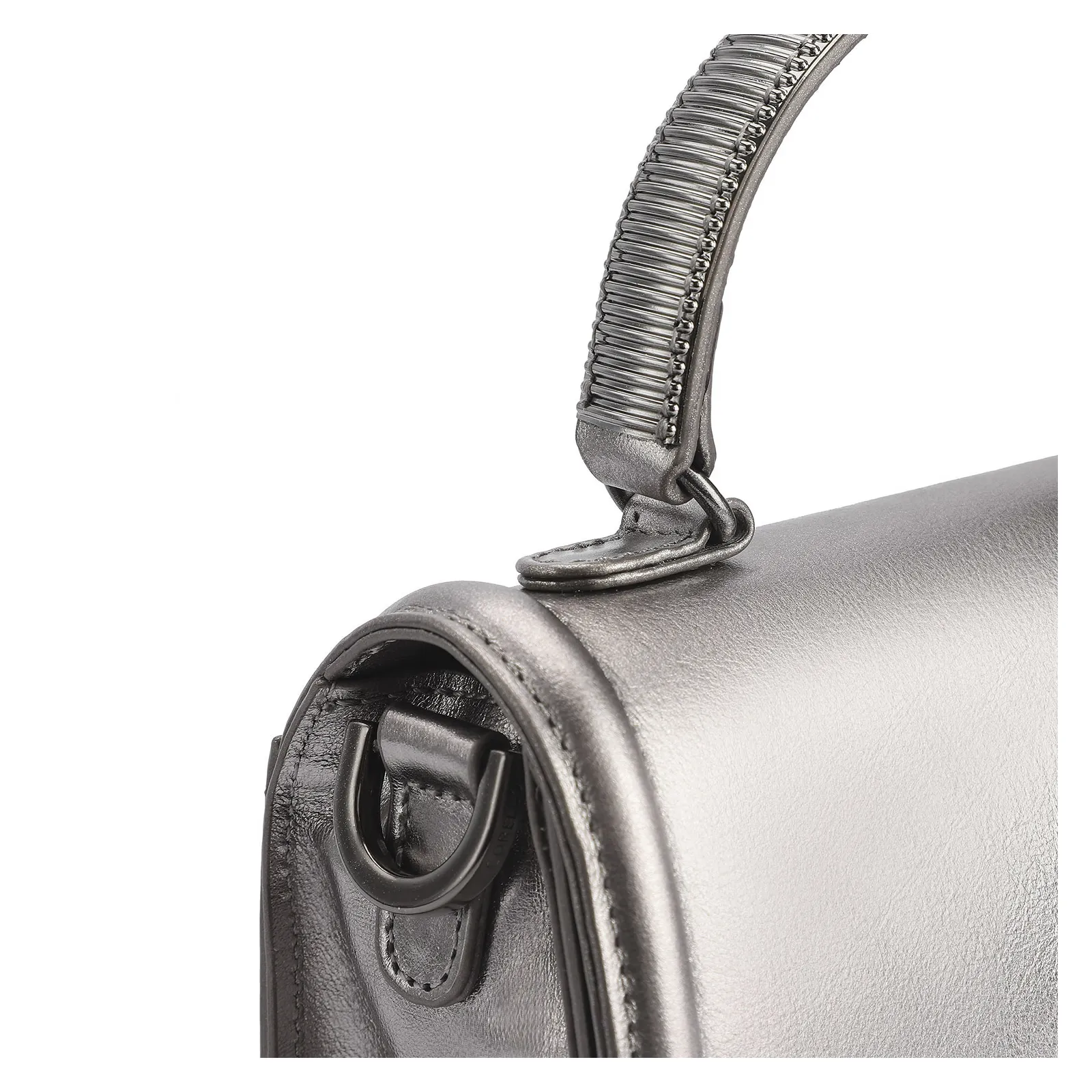 Bolsa De Mão Couro Prata