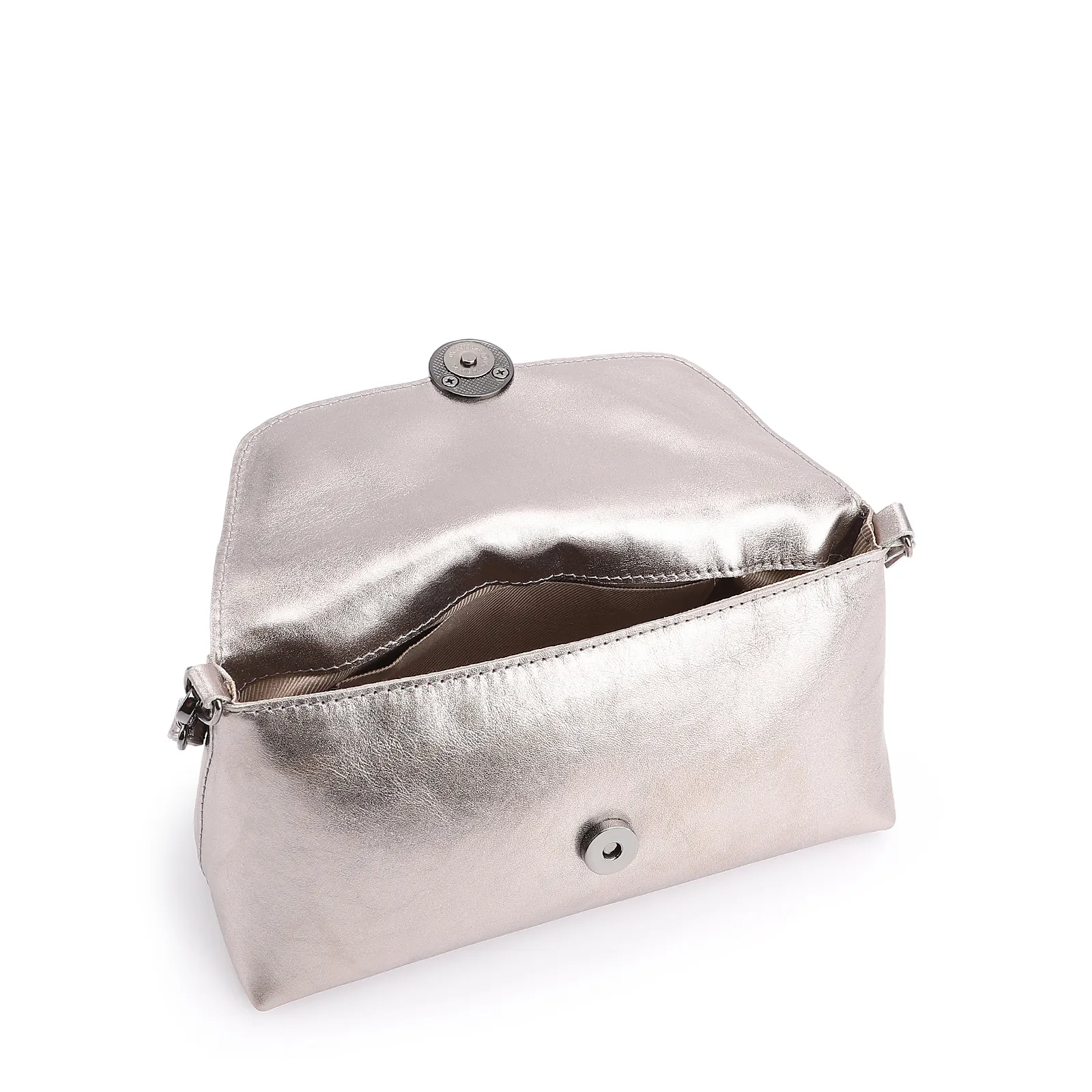 Bolsa De Mão Couro Prata