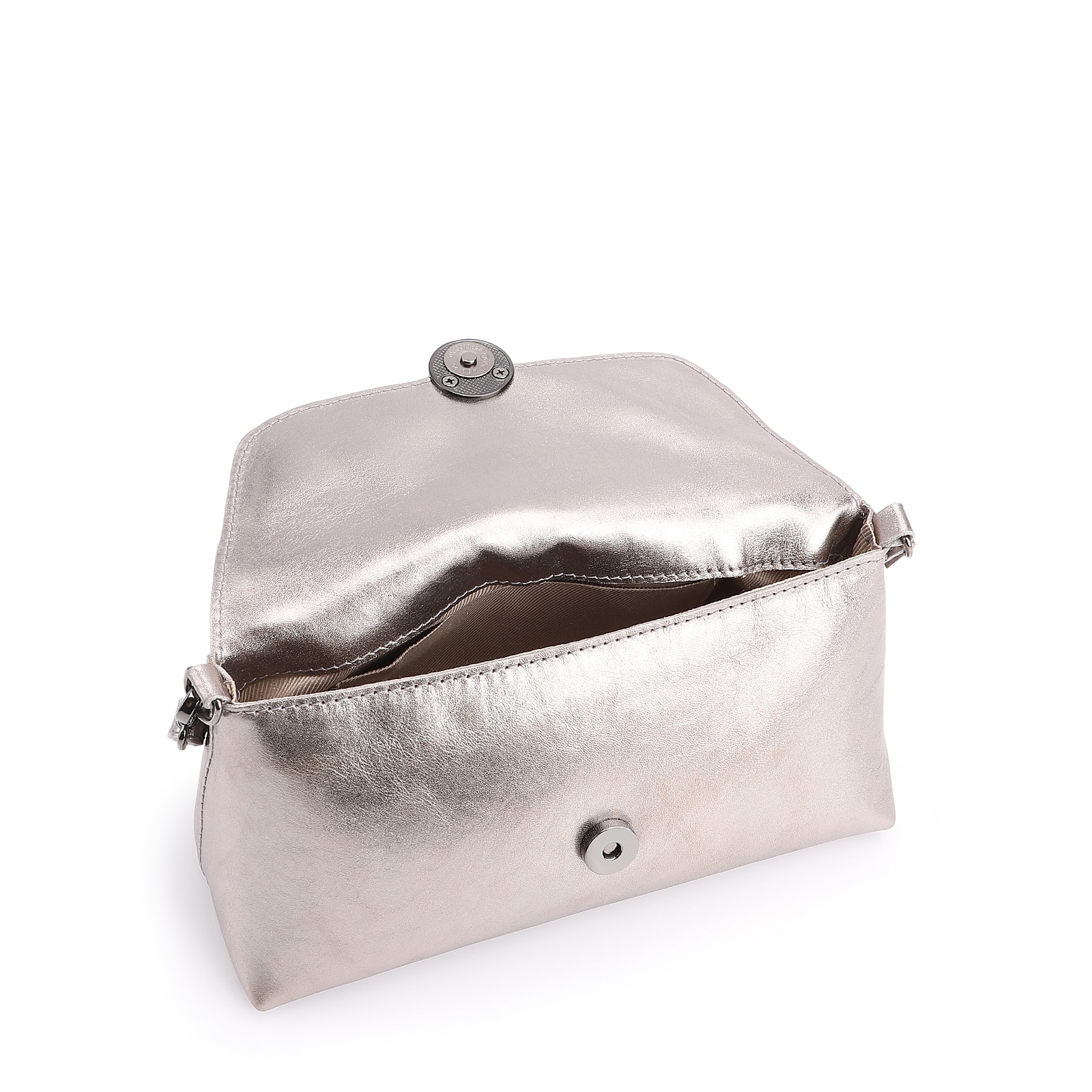 Bolsa De Mão Couro Prata