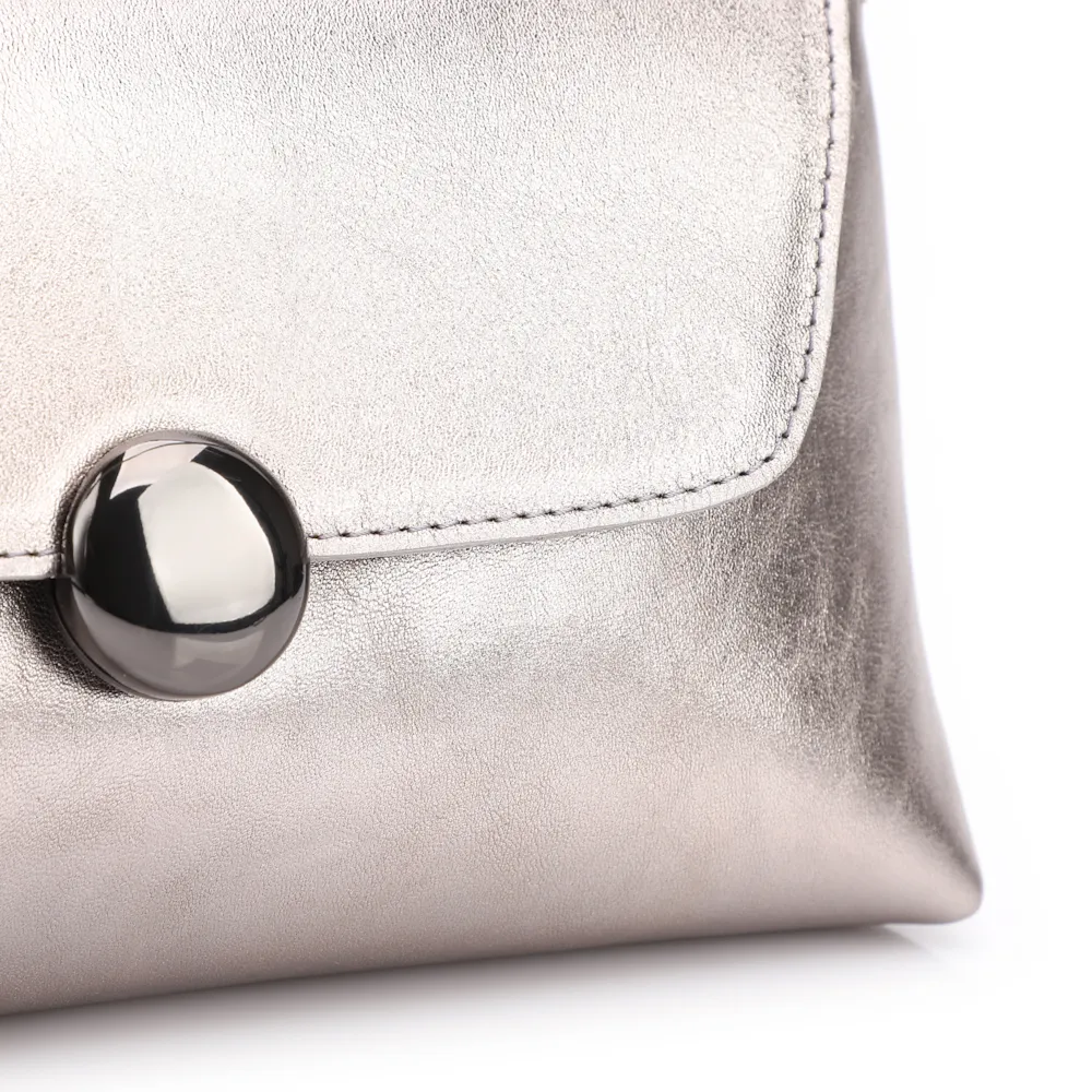 Bolsa De Mão Couro Prata - imagem 5