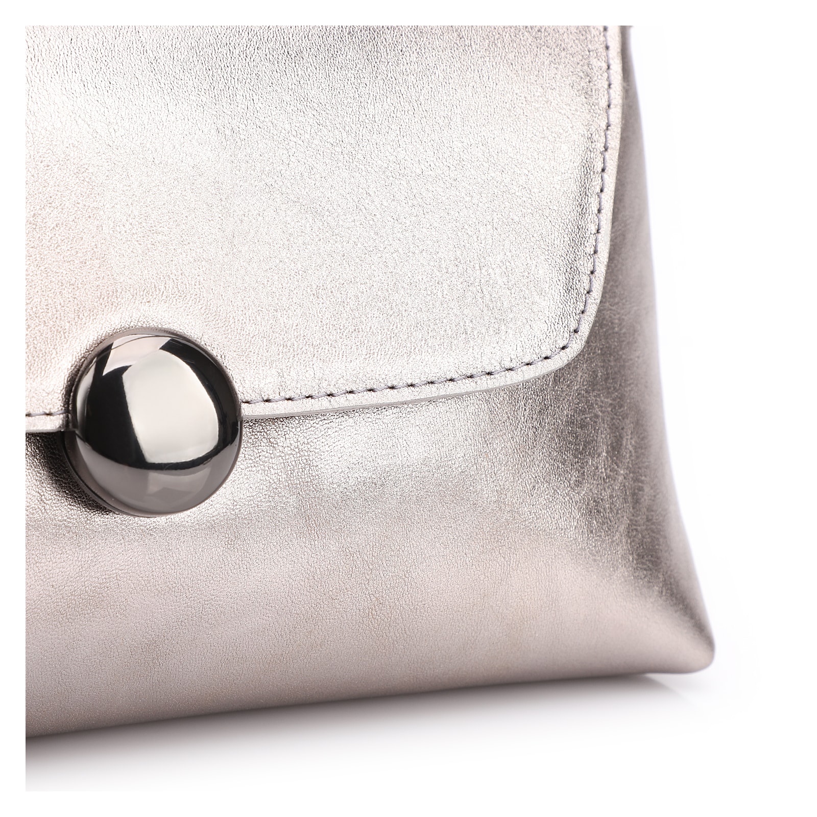 Bolsa De Mão Couro Prata