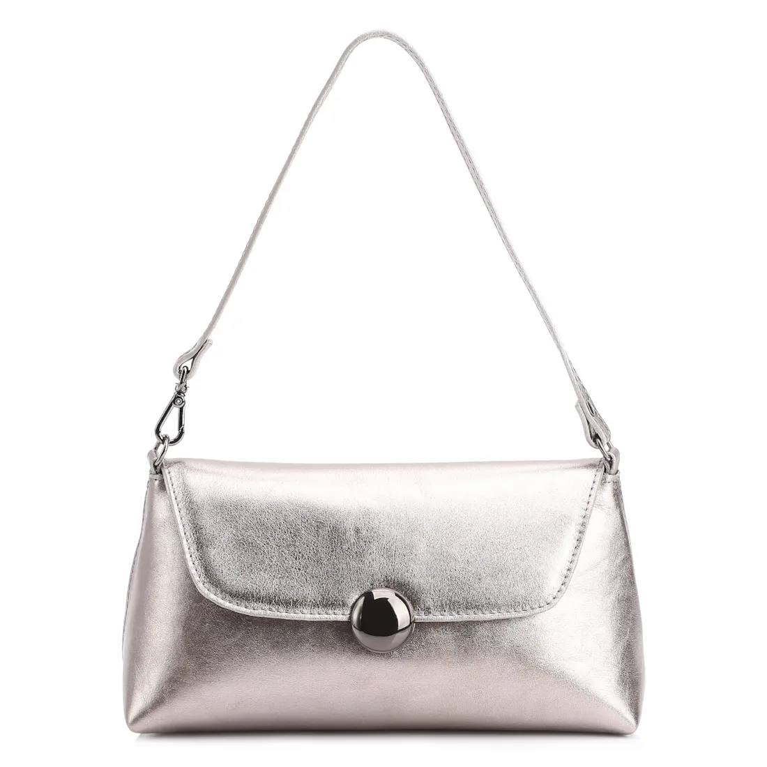 Bolsa De Mão Couro Prata